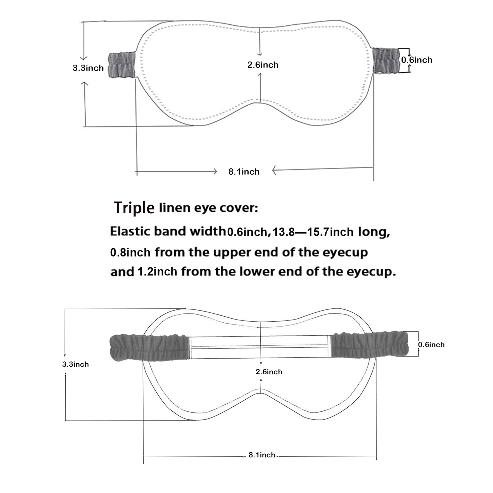 Blue Grey 100% Organic Linen Eye Mask - Victory Symbol