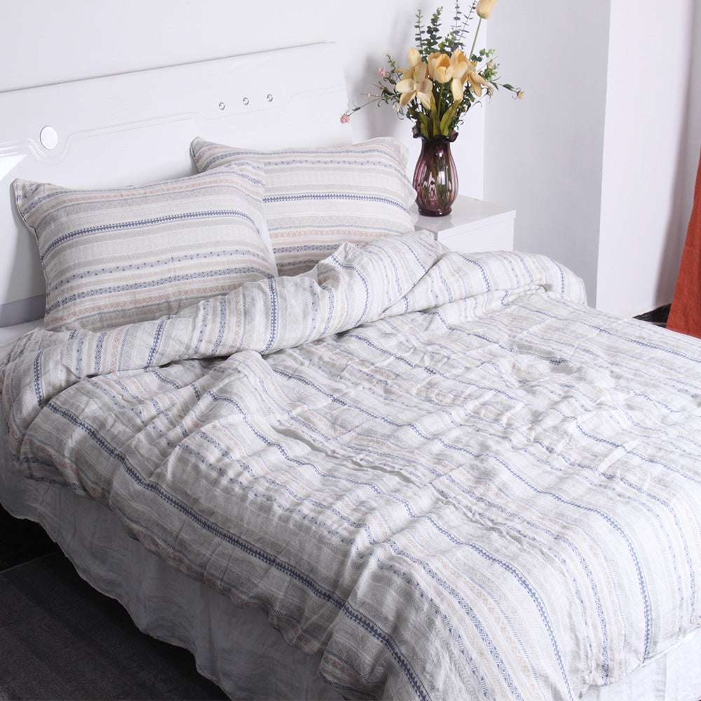 Bohemian 100% Organic Linen Duvet Cover Set - Victory Symbol