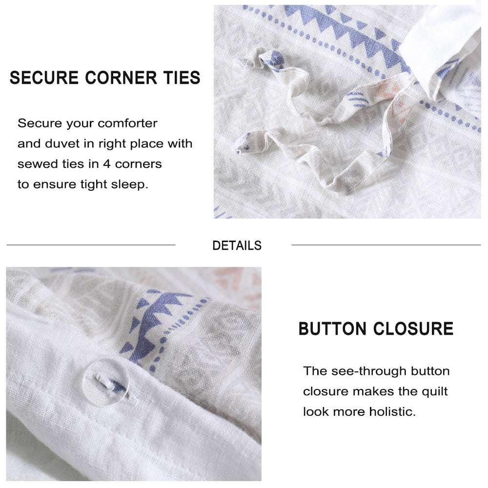 Bohemian 100% Organic Linen Duvet Cover Set - Victory Symbol