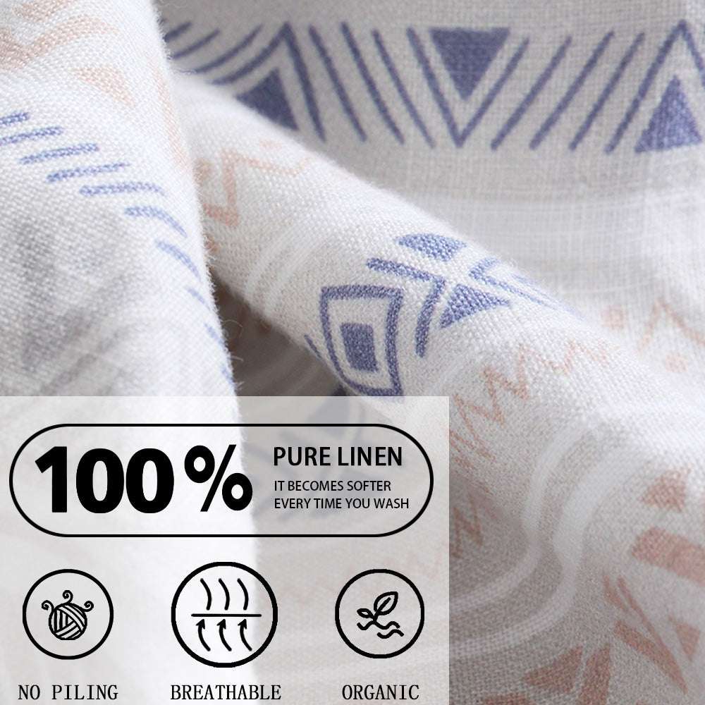 Bohemian 100% Organic Linen Duvet Cover Set - Victory Symbol