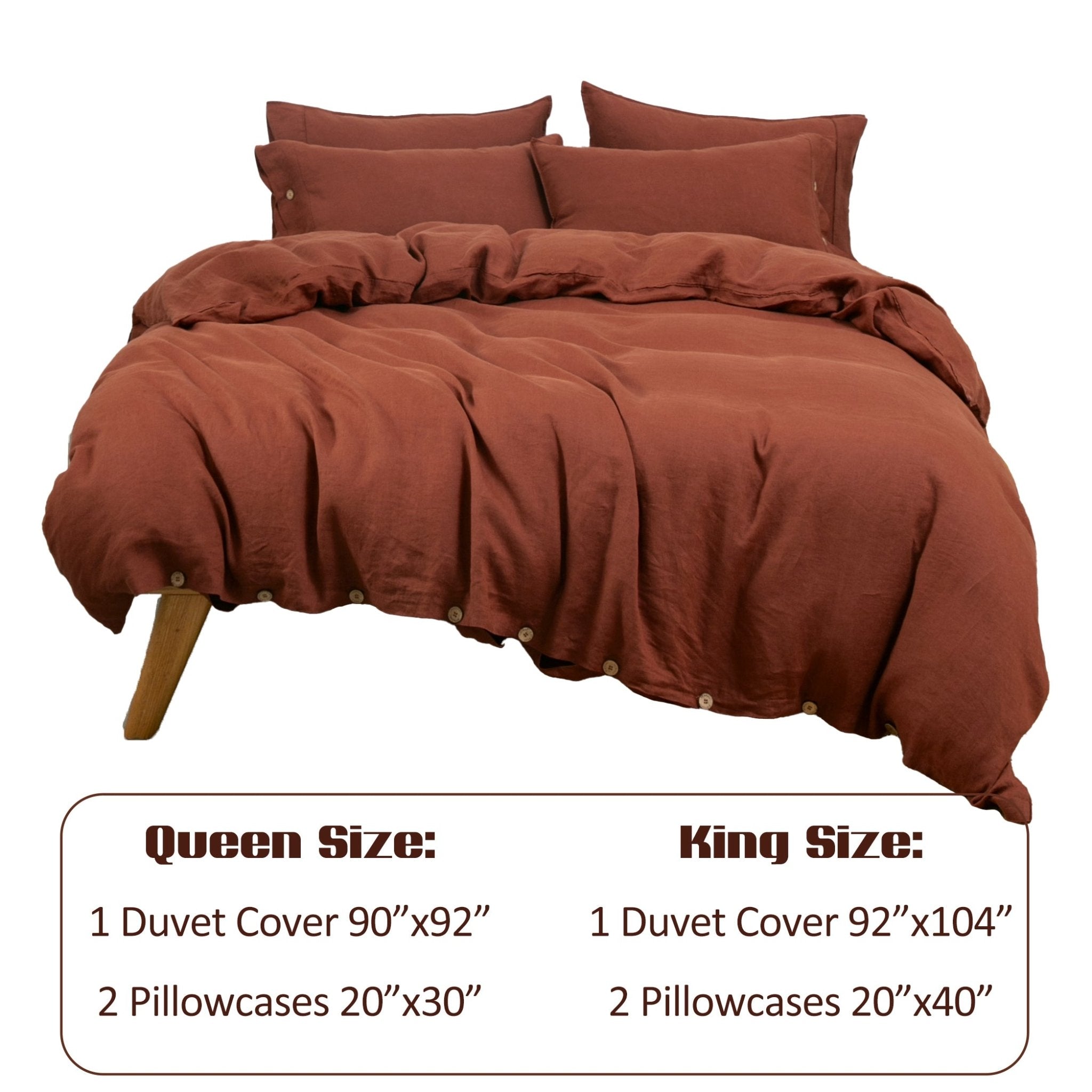 Burgundy 100% Organic Linen Duvet Cover Set - Victory Symbol