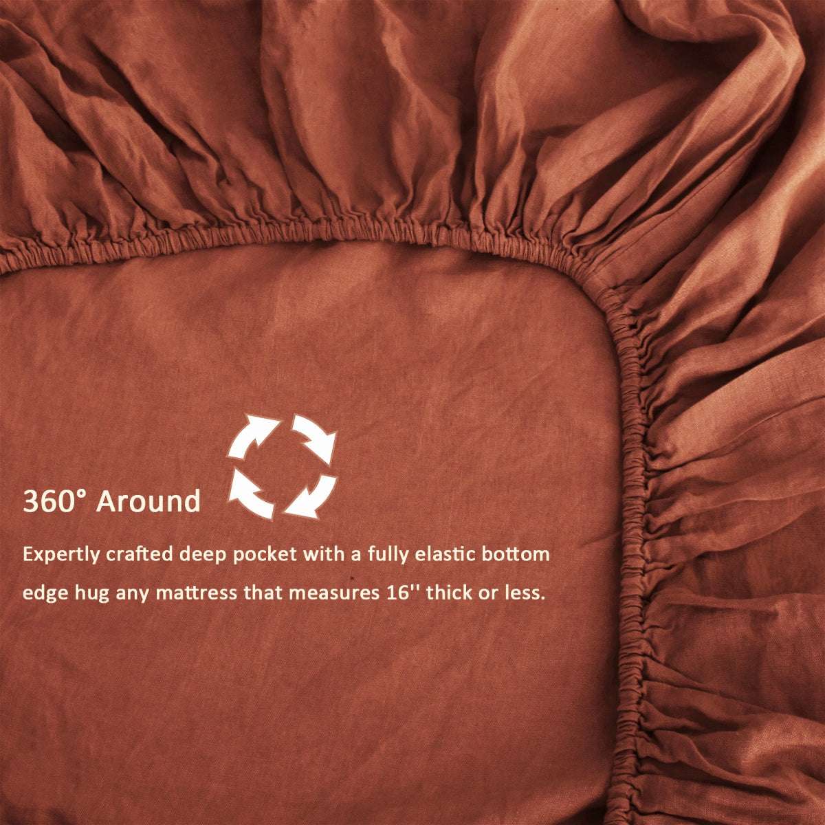 Burgundy 100% Organic Linen Fitted Sheet - Victory Symbol