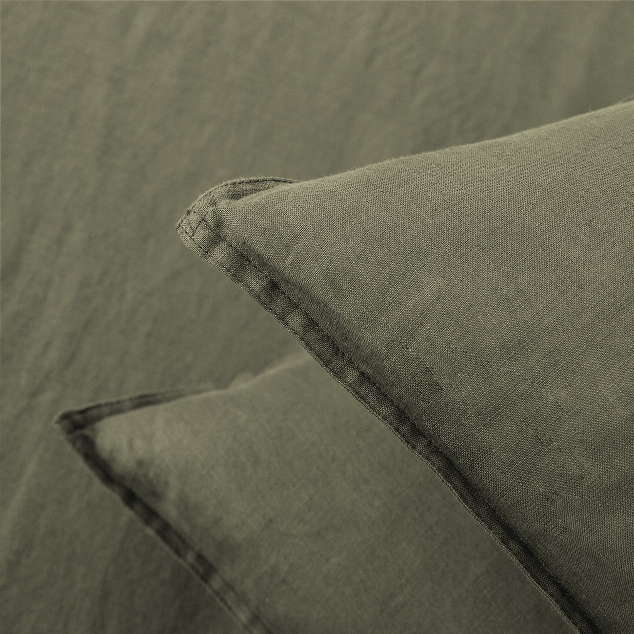 Burnt Olive 100% Organic Linen Pillowcases - Victory Symbol