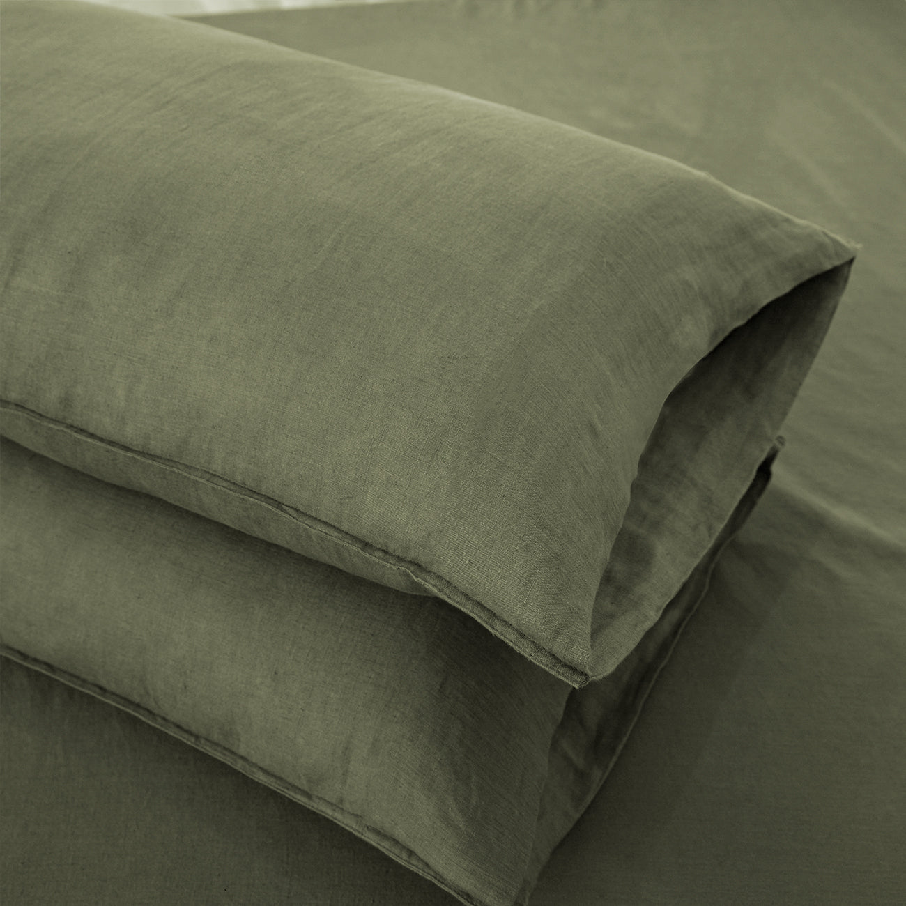 Burnt Olive 100% Organic Linen Pillowcases - Victory Symbol