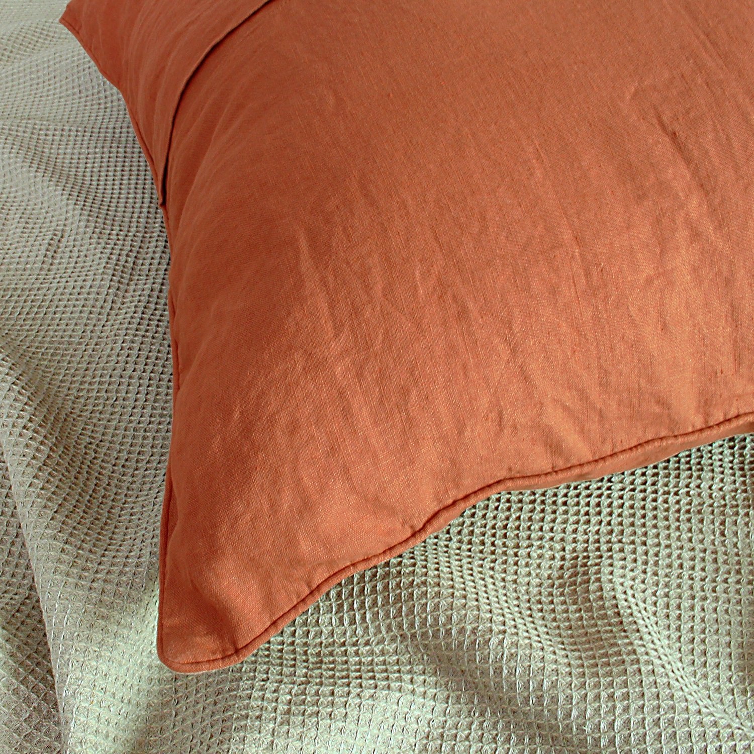 Caramel 100% Organic Linen Euro Pillowcases - Victory Symbol