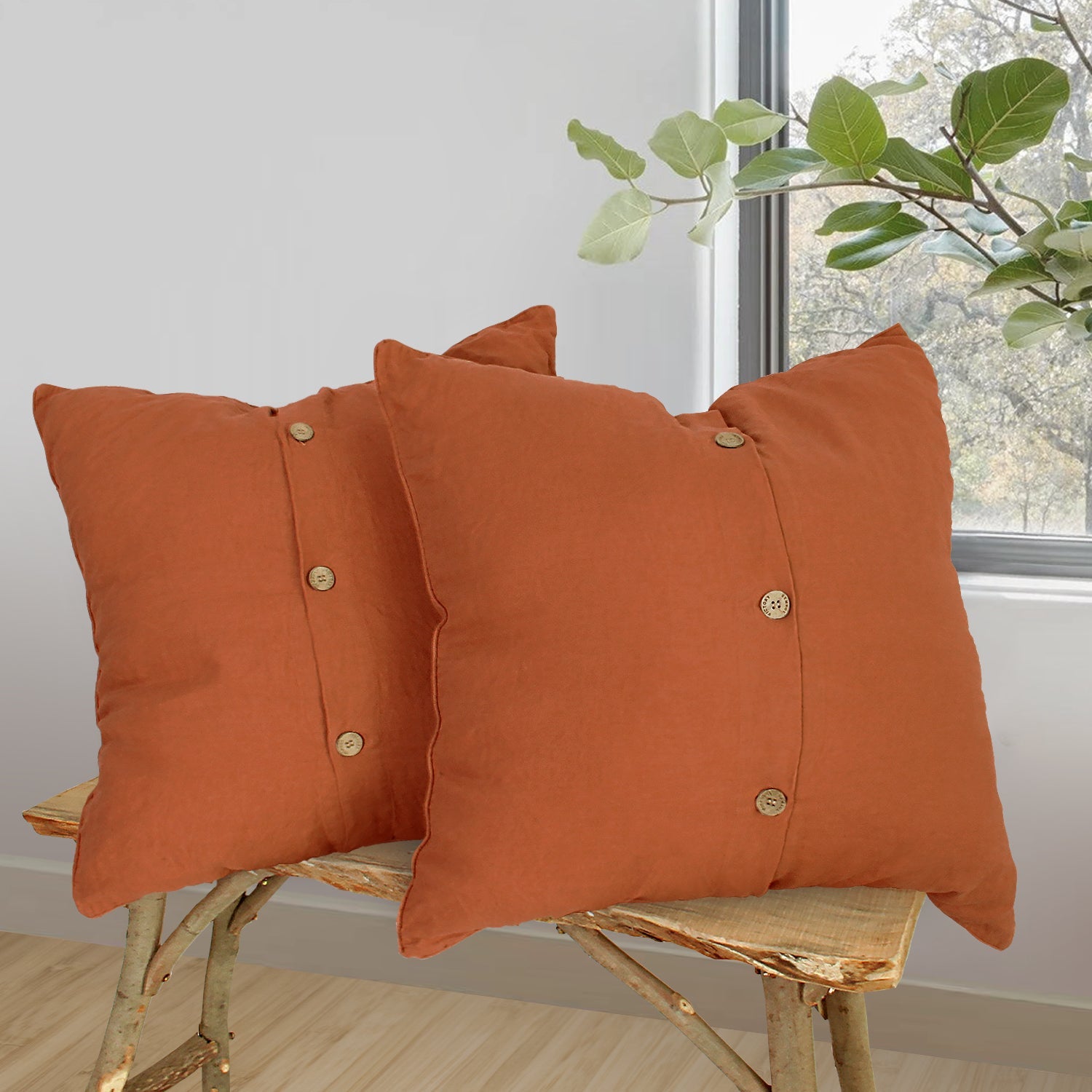 Caramel 100% Organic Linen Euro Pillowcases - Victory Symbol