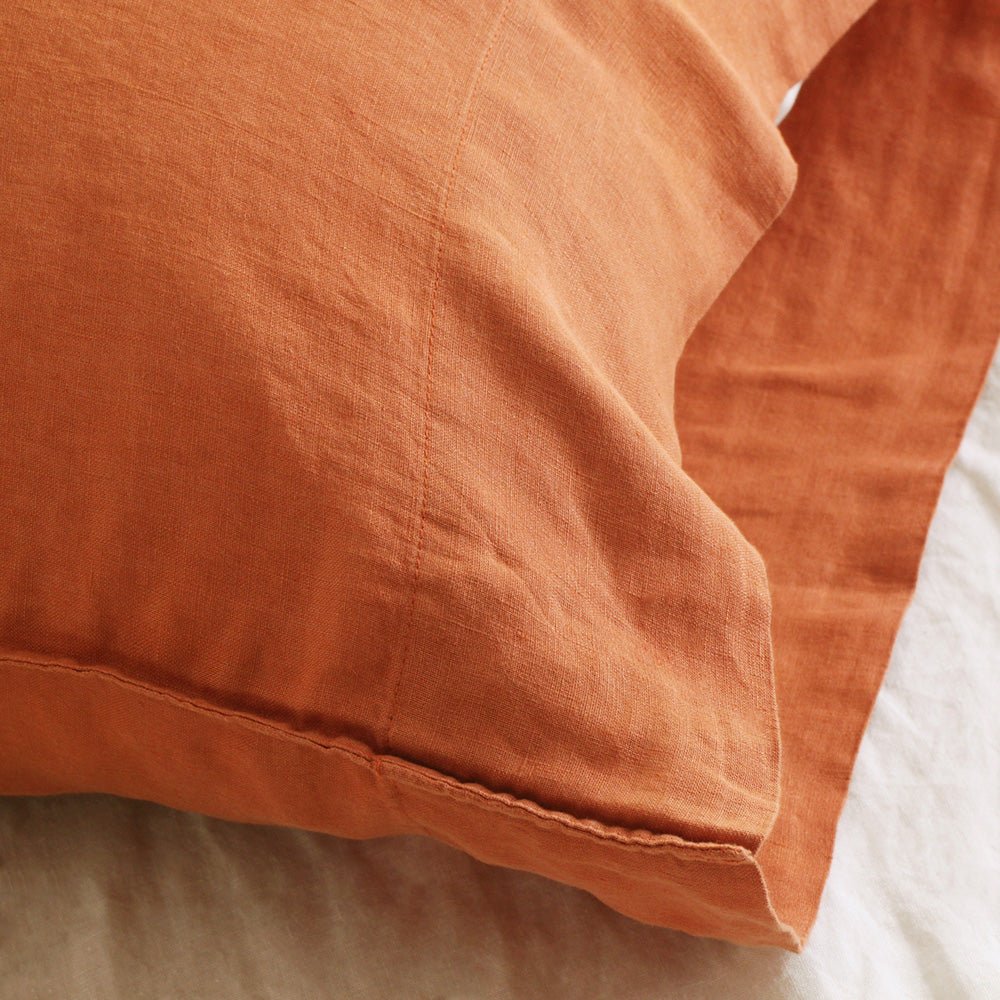 Caramel 100% Organic Linen Pillowcases - Victory Symbol