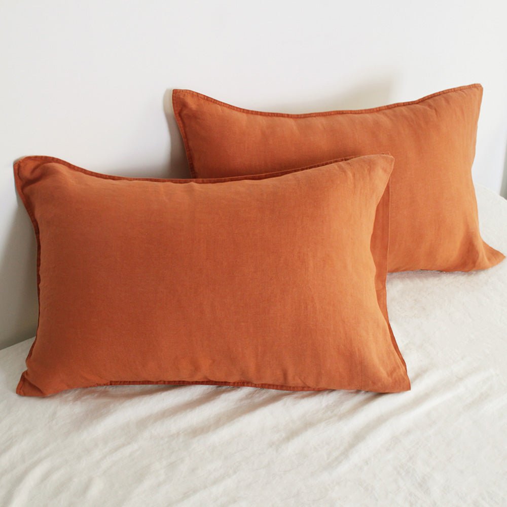 Caramel 100% Organic Linen Pillowcases - Victory Symbol