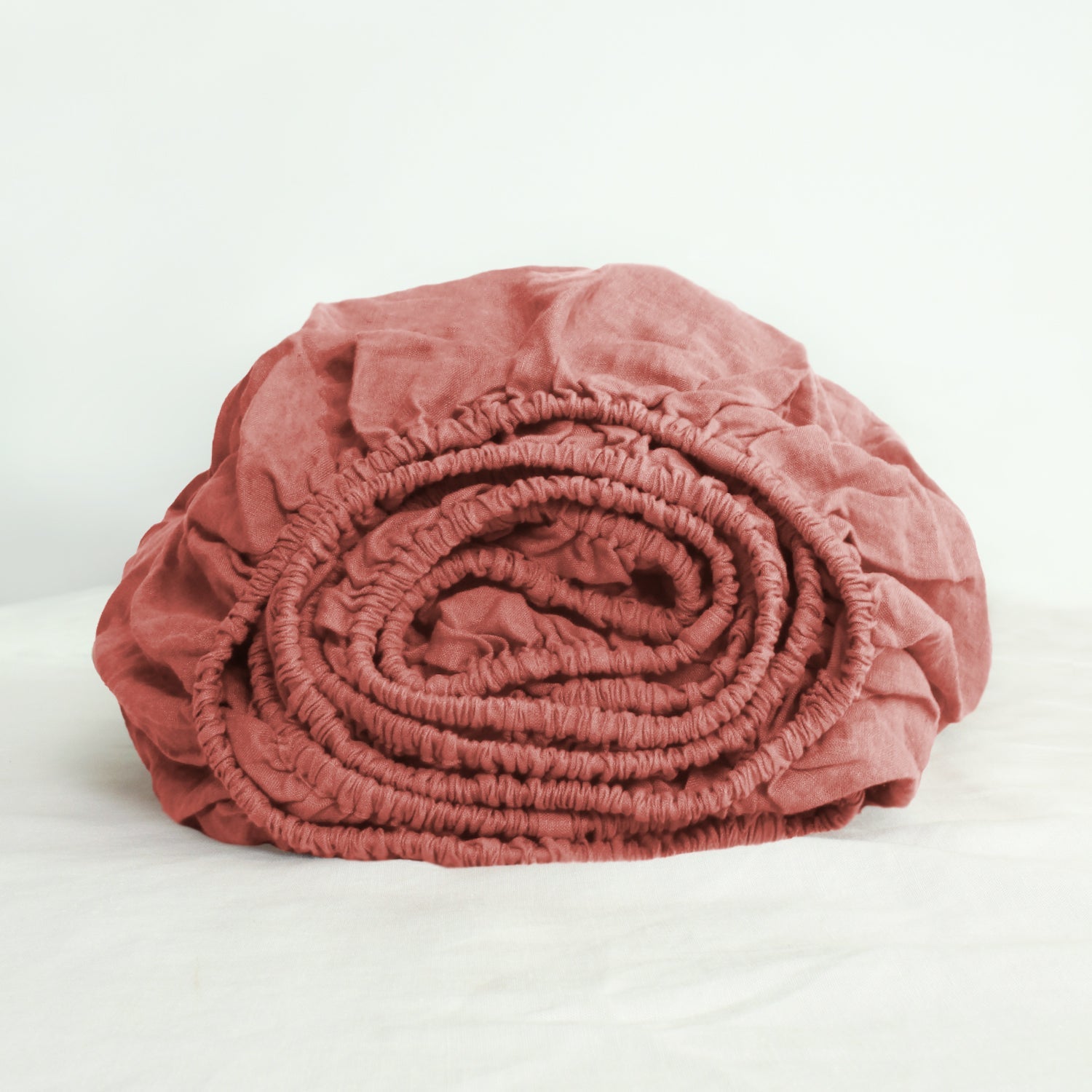 Clay Red 100% Organic Linen Fitted Sheet - Victory Symbol