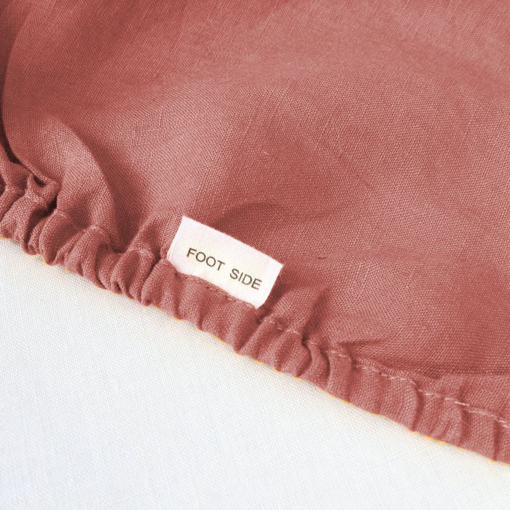 Clay Red 100% Organic Linen Fitted Sheet - Victory Symbol