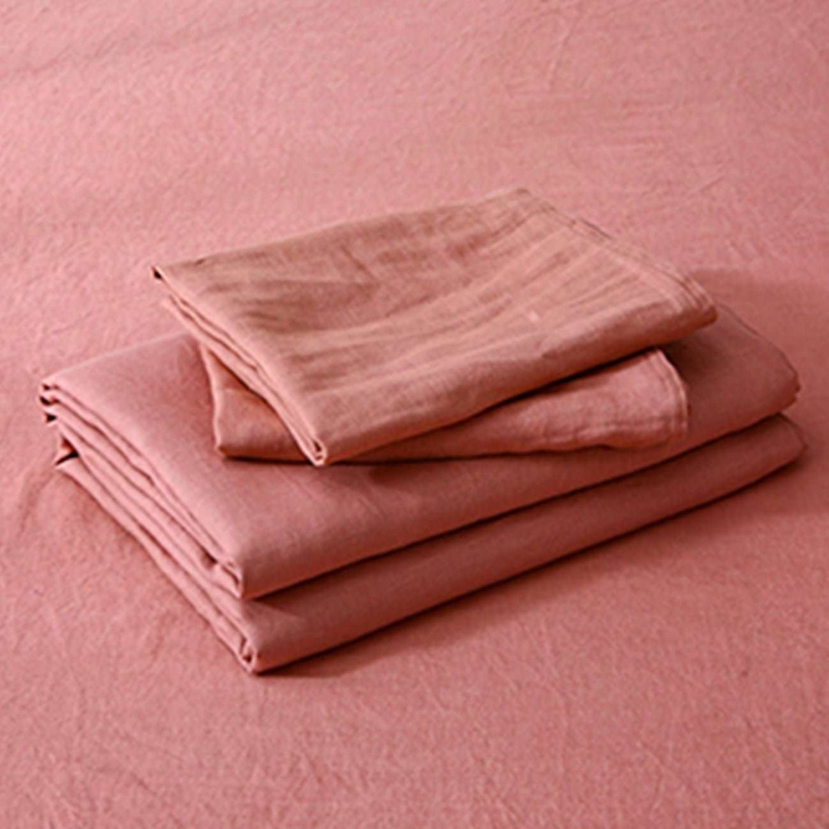 Clay Red 100% Organic Linen Flat Sheet - Victory Symbol