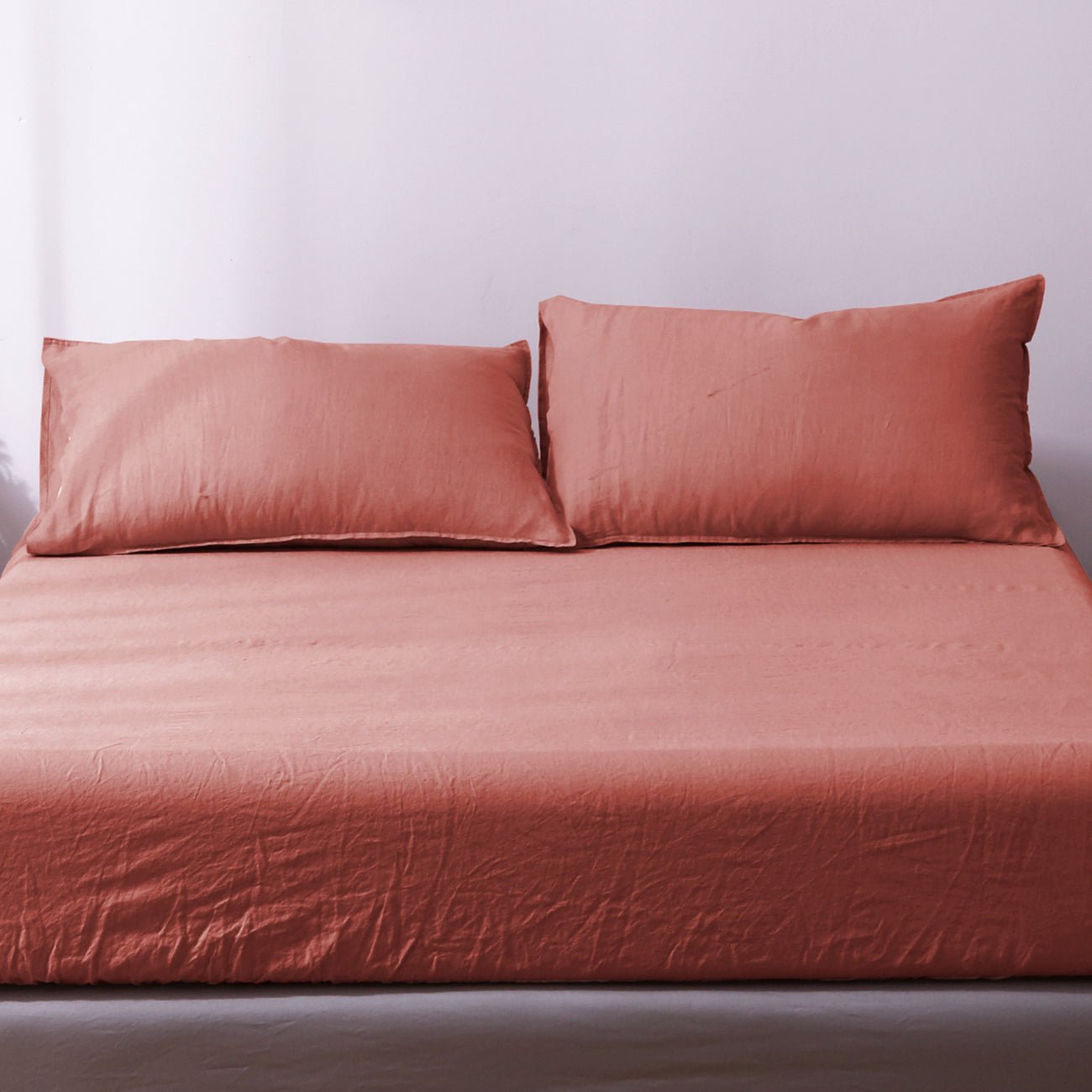 Clay Red 100% Organic Linen Pillowcases - Victory Symbol