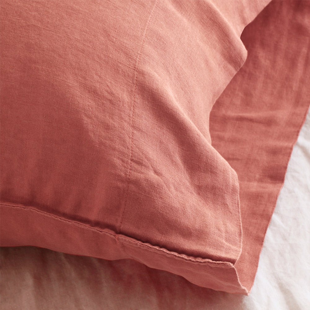 Clay Red 100% Organic Linen Pillowcases - Victory Symbol