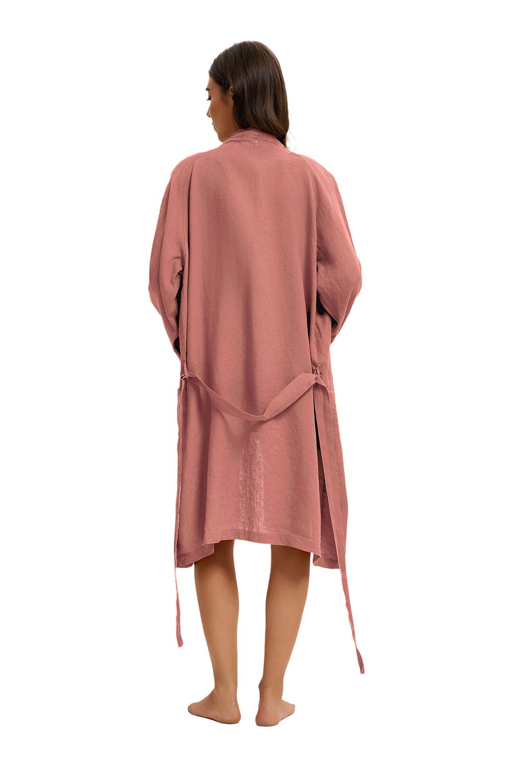 Clay Red 100% Organic Linen Women's V - Neck Robes - Victory Symbol