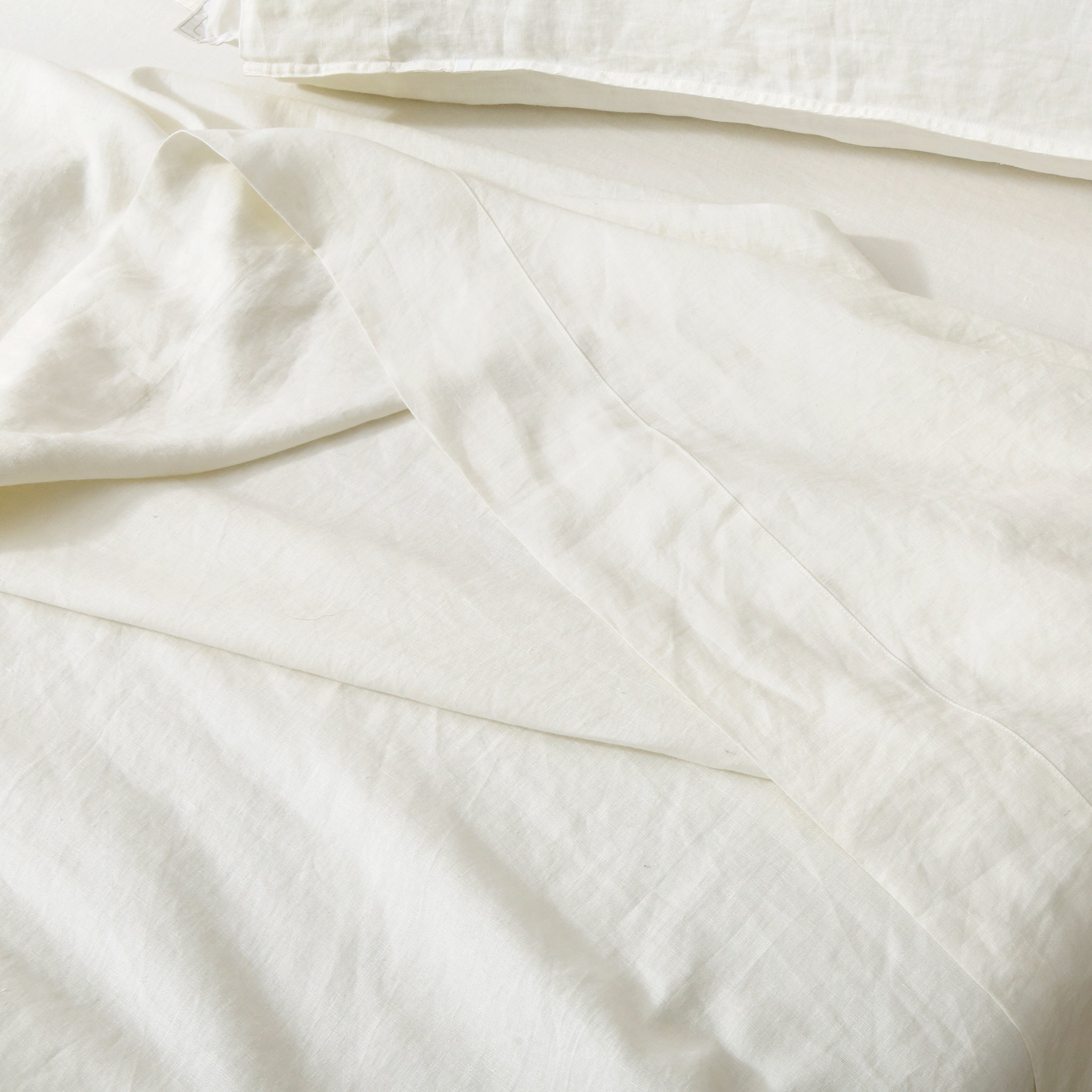 Creamy White 100% Organic Linen Flat Sheet - Victory Symbol