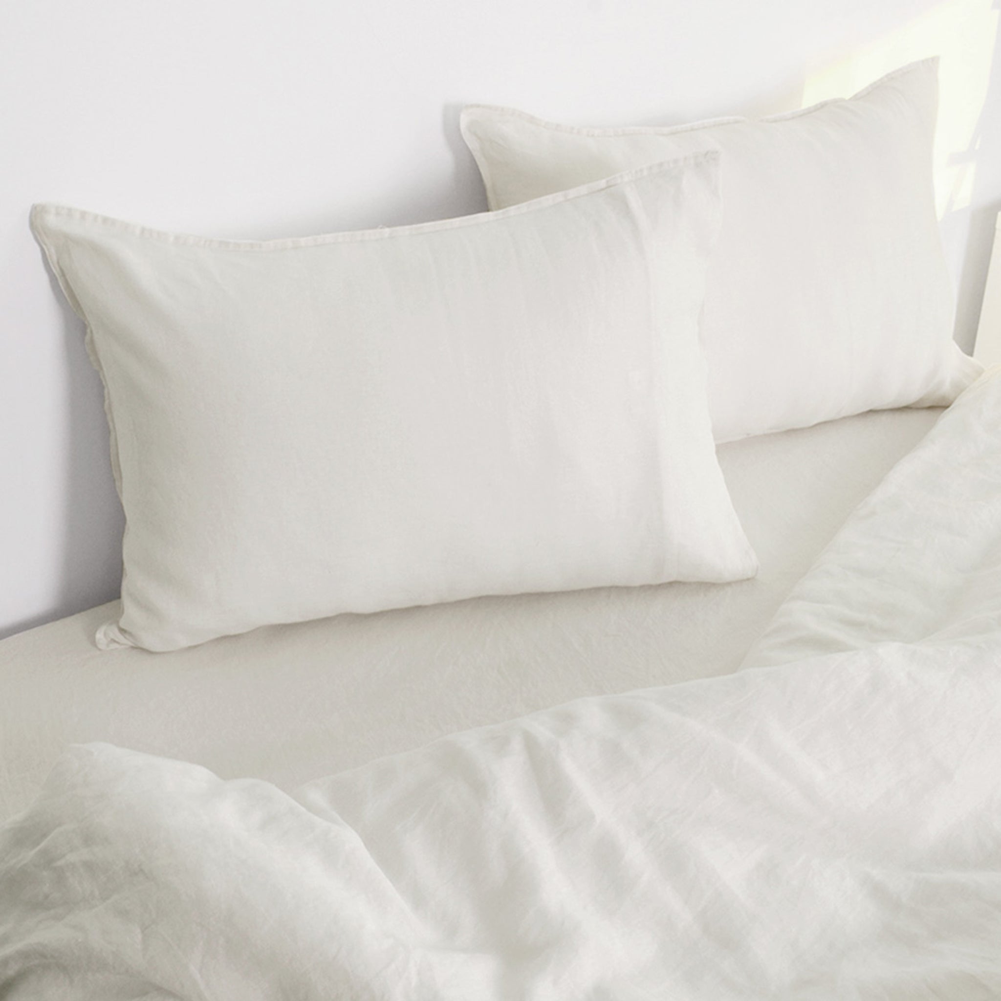 Creamy White 100% Organic Linen Pillowcases - Victory Symbol