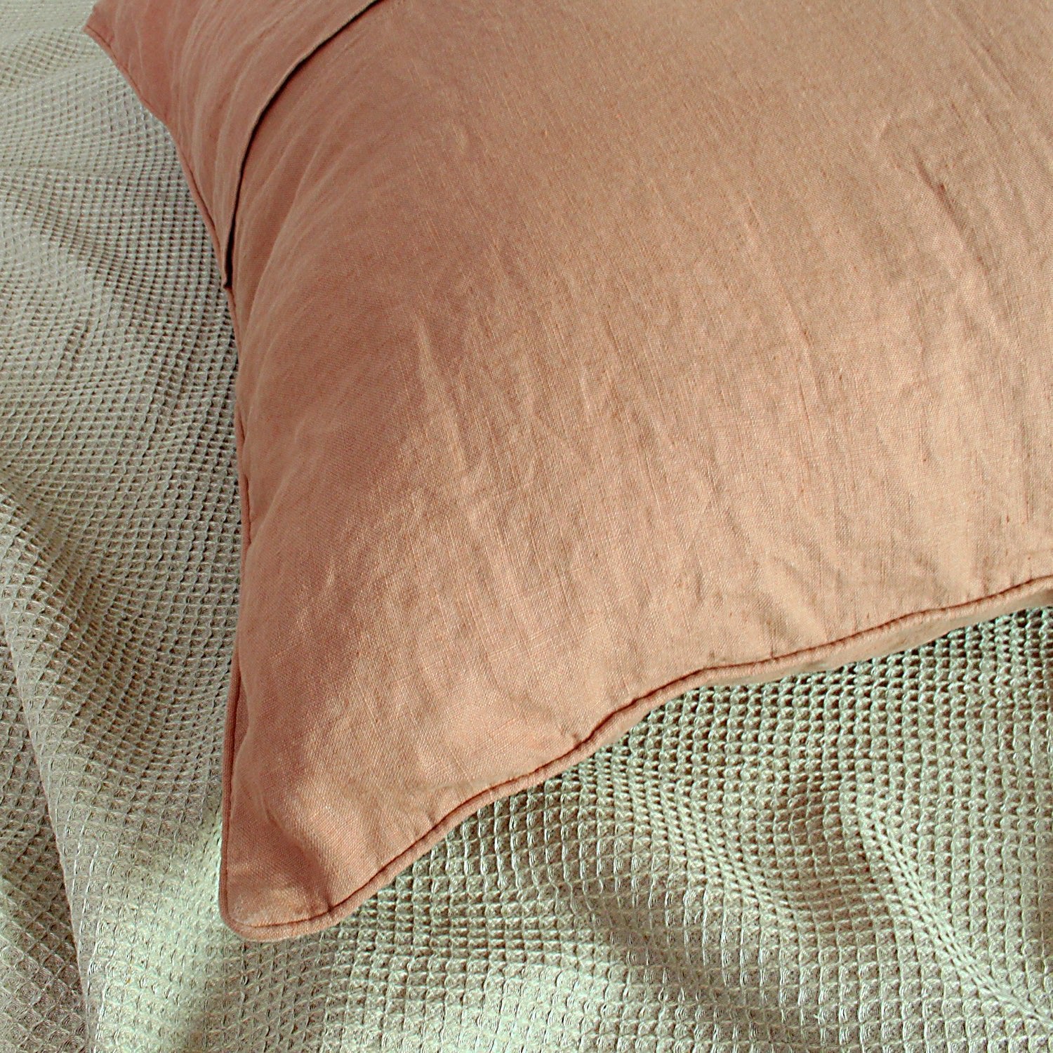 Dusty Terracotta 100% Organic Linen Euro Pillowcases - Victory Symbol