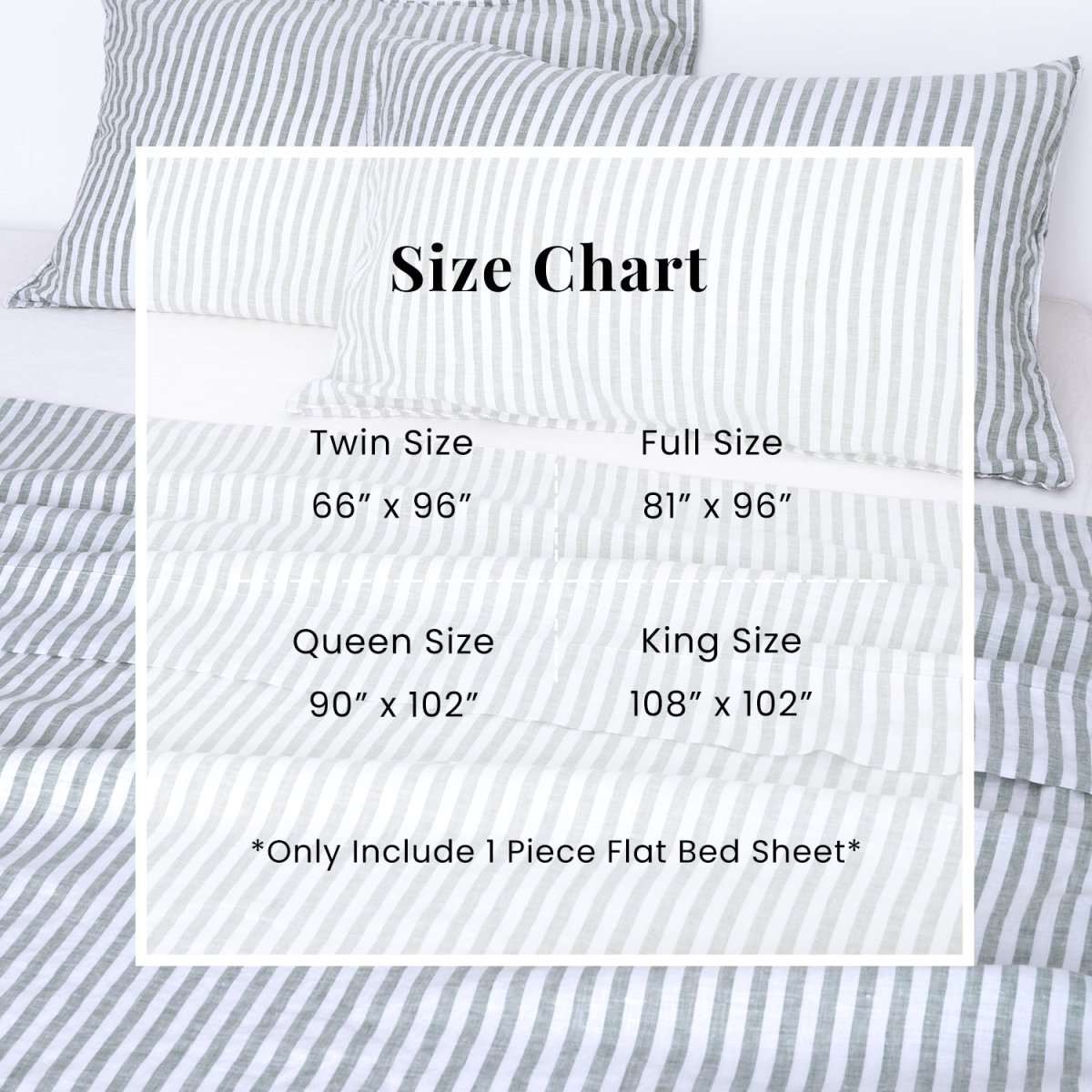 Forest Green Stripe 100% Organic Linen Yarn Dyed Flat Sheet - Victory Symbol