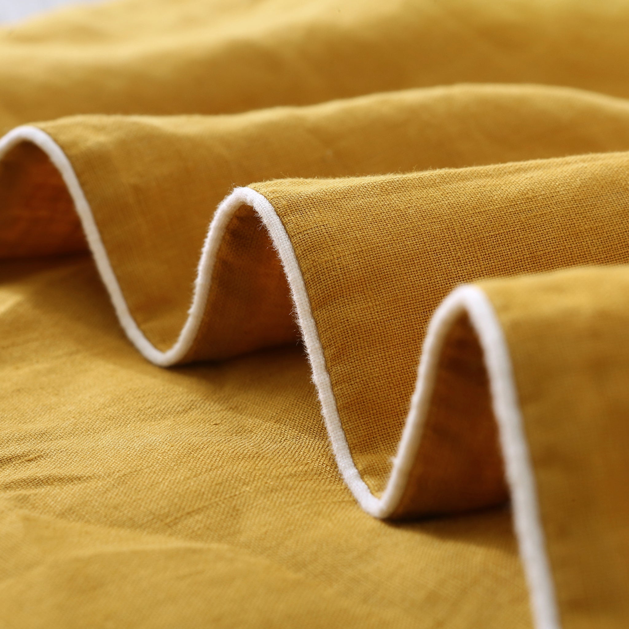 Ginger Yellow 100% Organic Linen Euro Pillowcases With White Edge - Victory Symbol