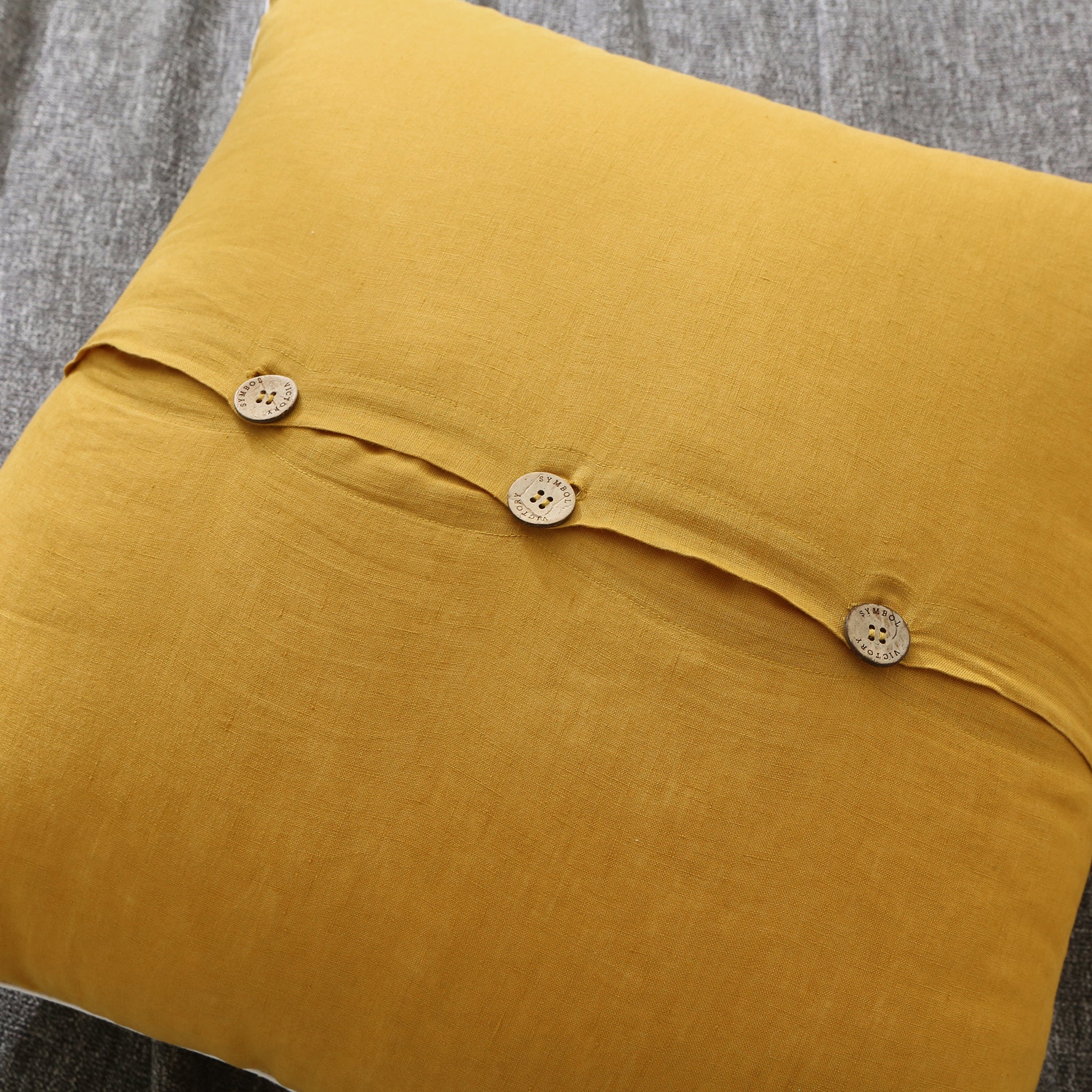 Ginger Yellow 100% Organic Linen Euro Pillowcases With White Edge - Victory Symbol