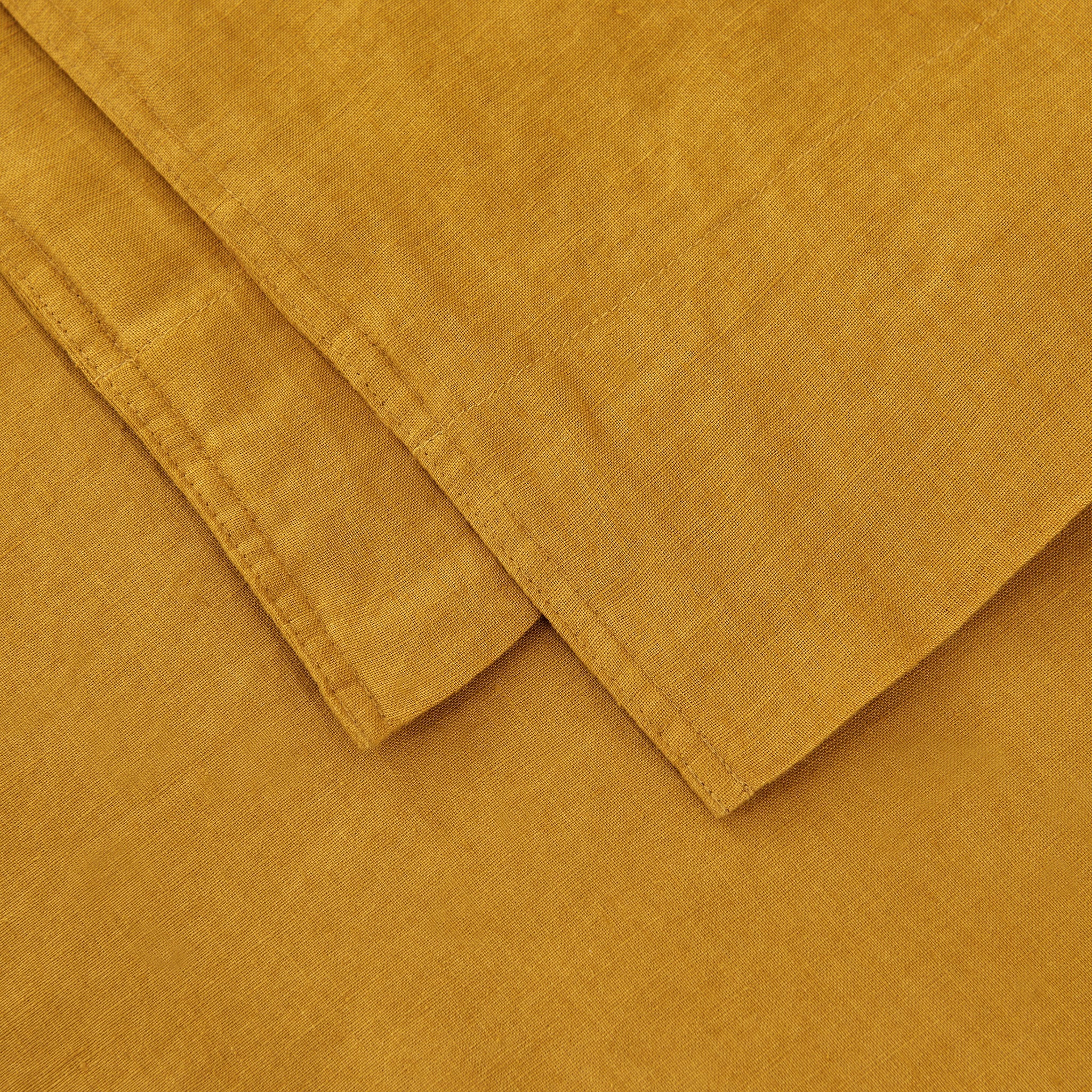 Ginger Yellow 100% Organic Linen Flat Sheet - Victory Symbol