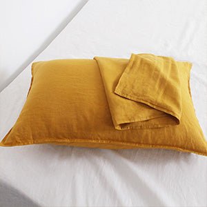 Ginger Yellow 100% Organic Linen Pillowcases - Victory Symbol