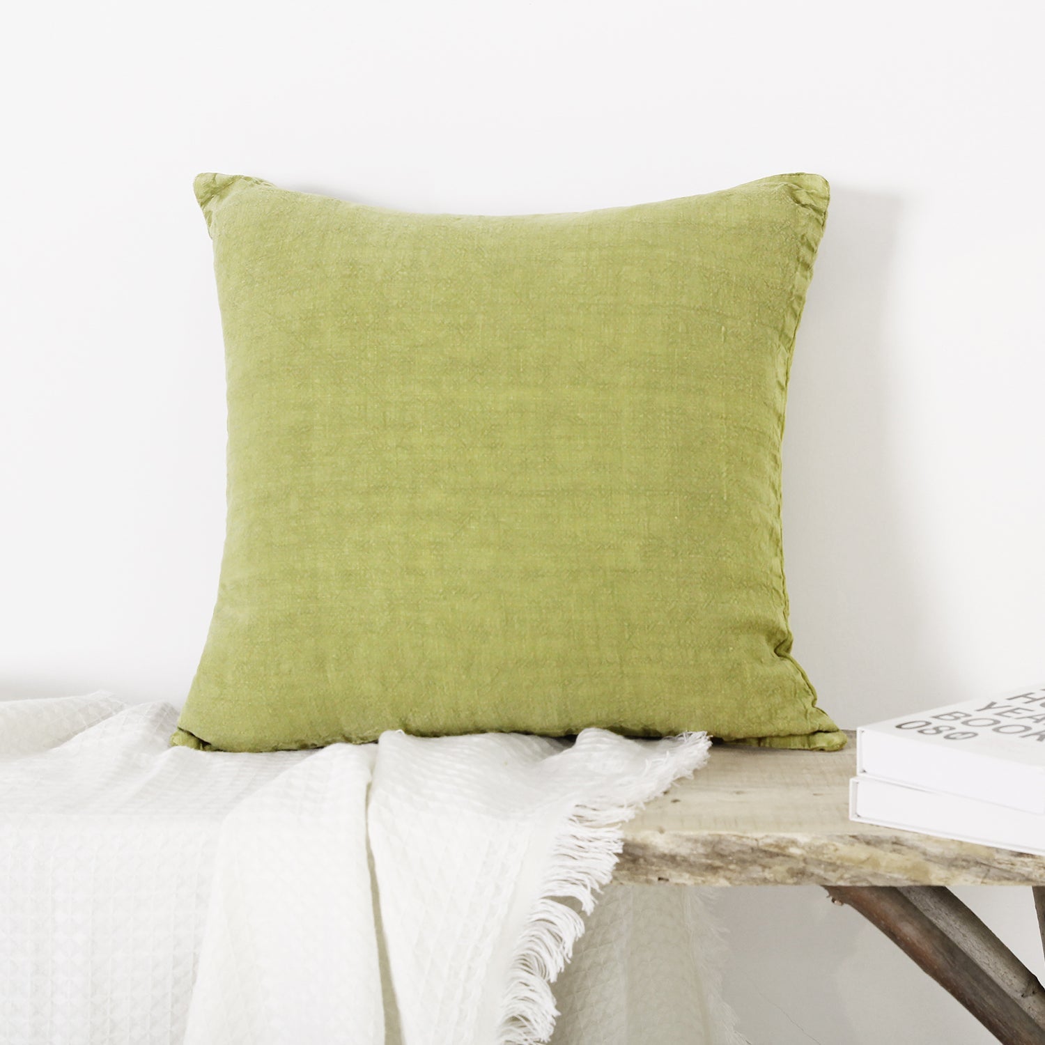 Green Olive 100% Organic Linen Euro Pillowcases - Victory Symbol