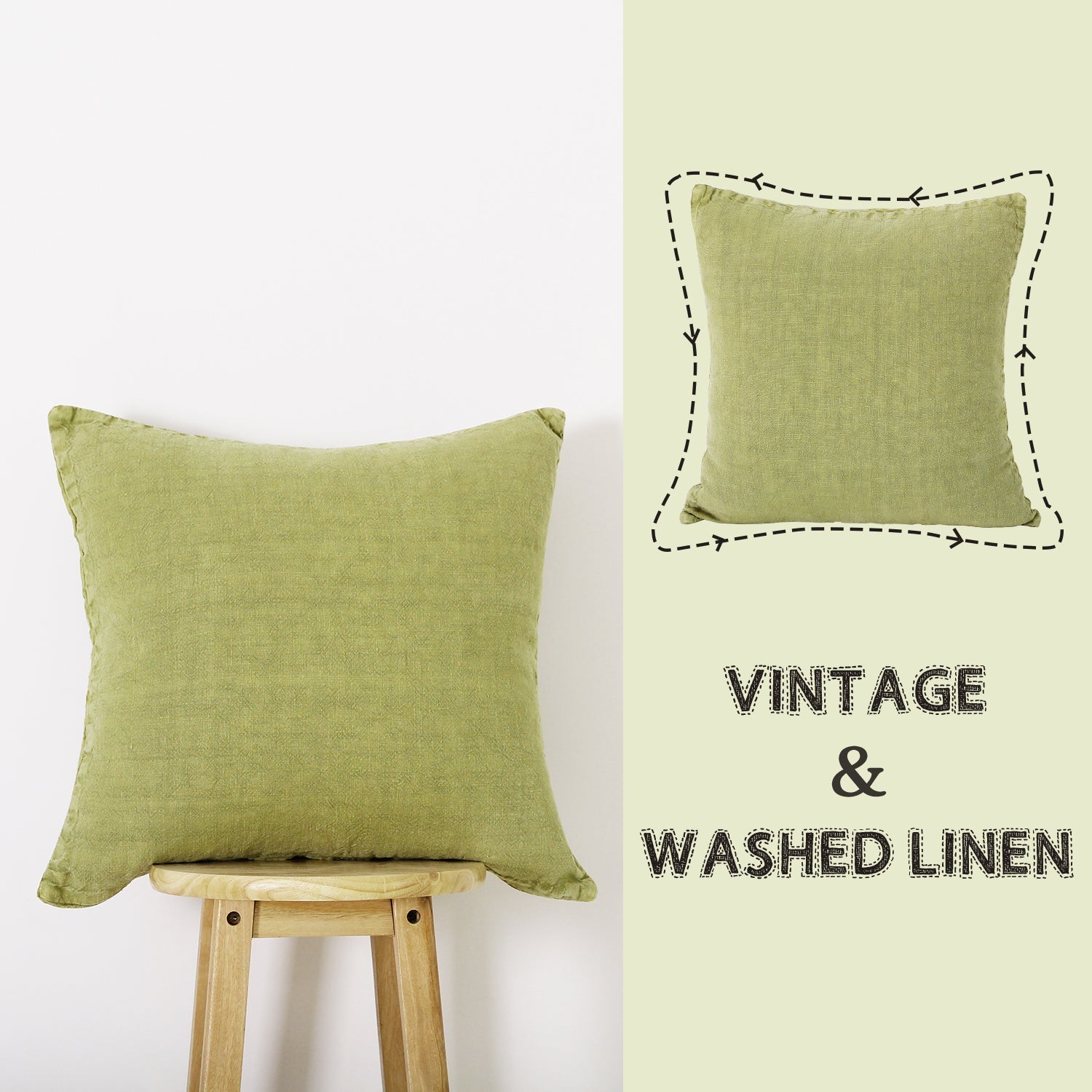 Green Olive 100% Organic Linen Euro Pillowcases - Victory Symbol