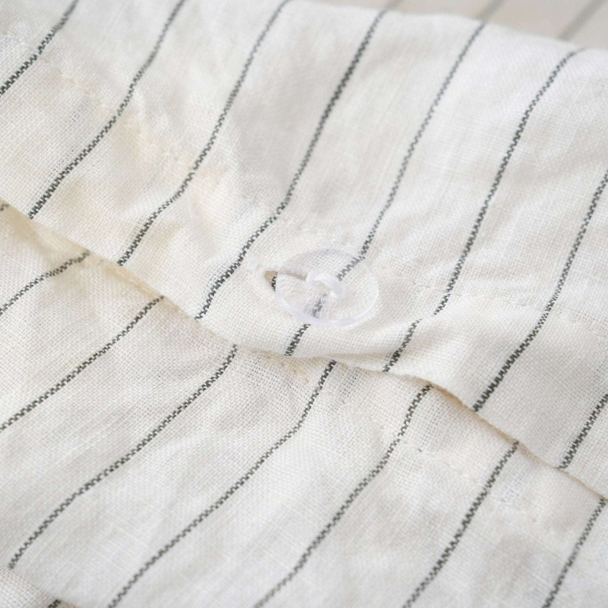 Green Pinstripe 100% Organic Linen Yarn Dyed Duvet Cover(Only 1 Piece) - Victory Symbol