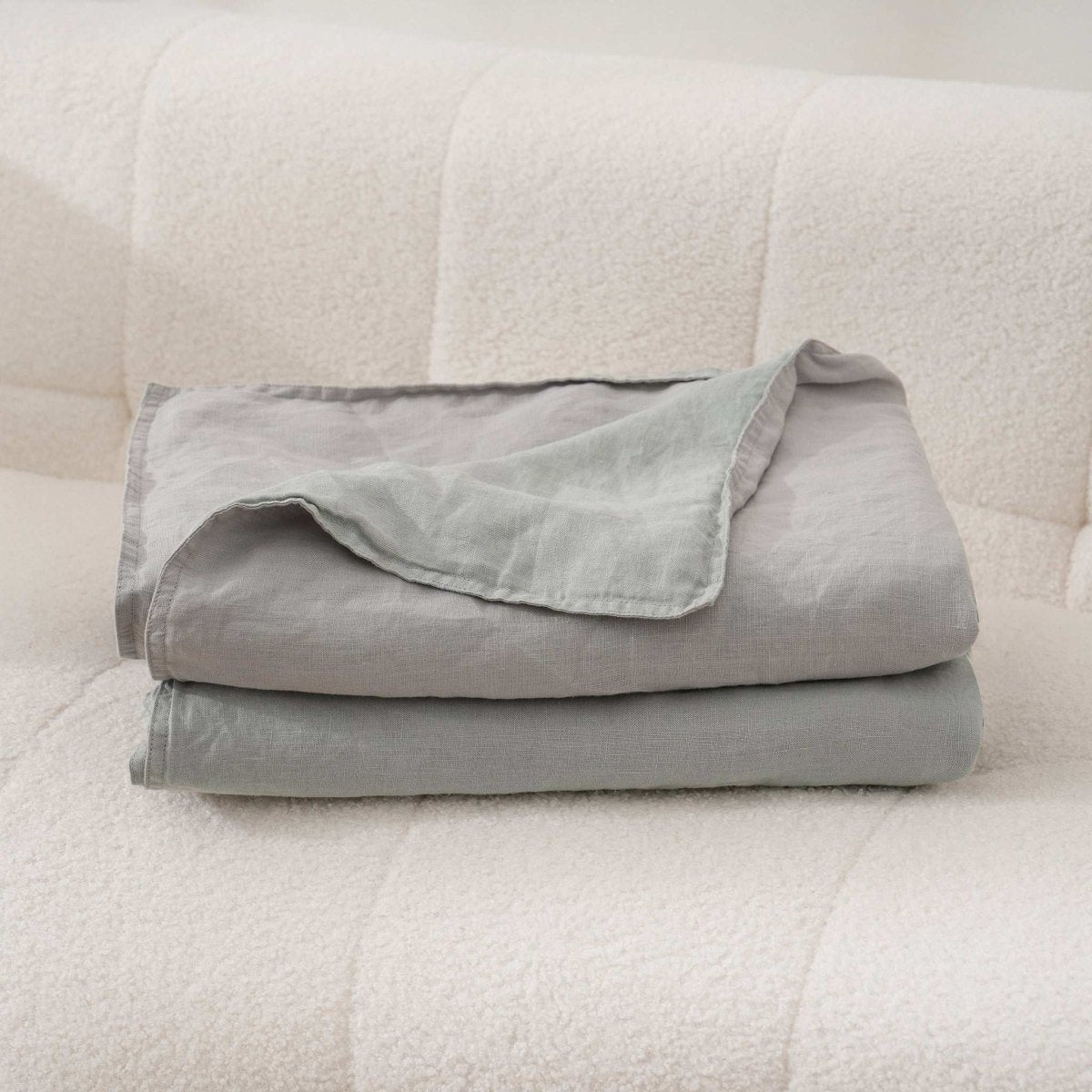 Grey Colorblock 100% Organic Linen Plaid Blanket & Throw - Victory Symbol