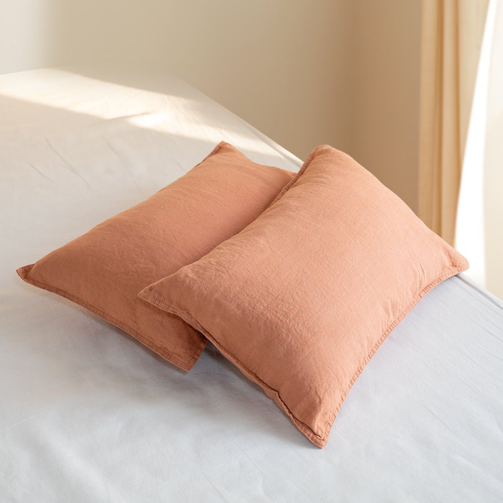 Hazelnut 100% Organic Linen Lumbar Pillowcases - Victory Symbol