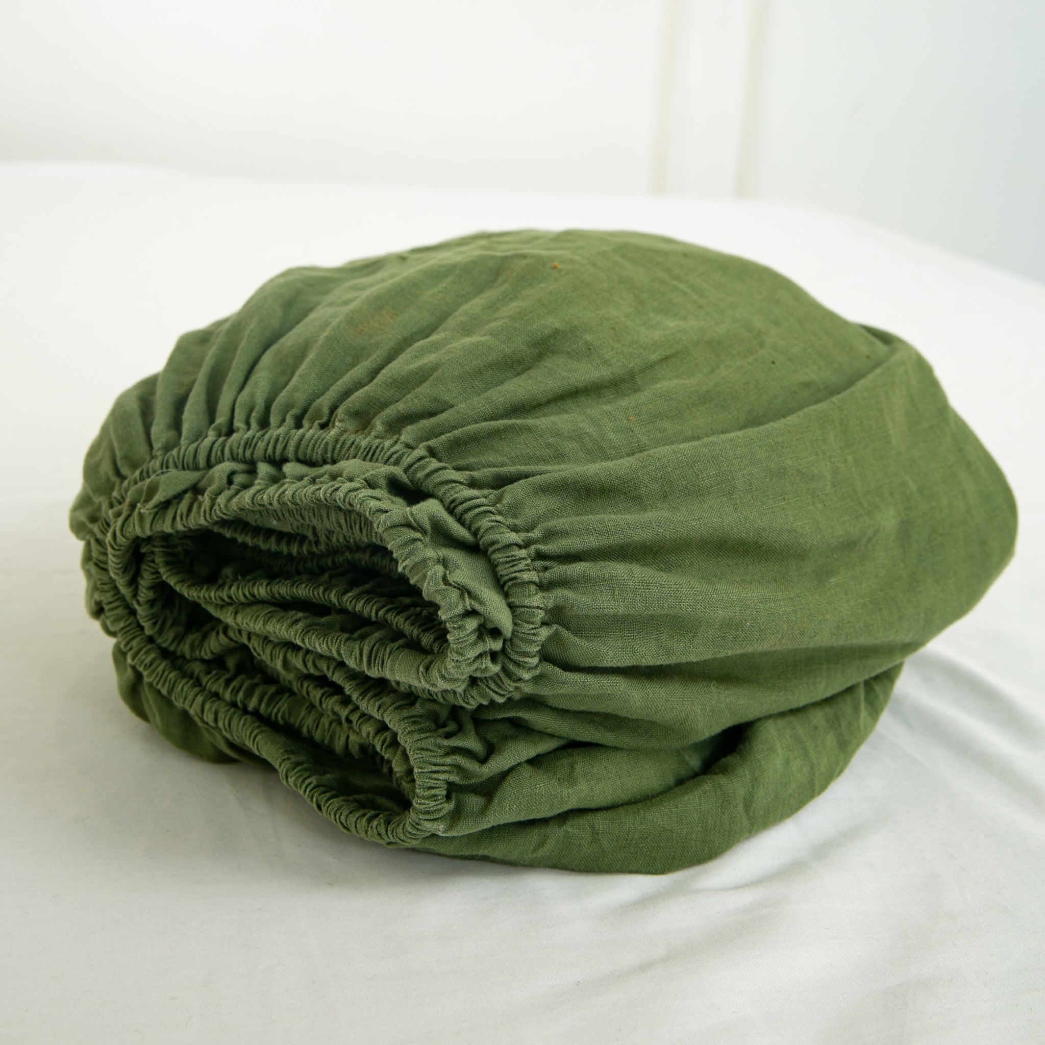 Juniper Green 100% Organic Linen Fitted Sheet - Victory Symbol