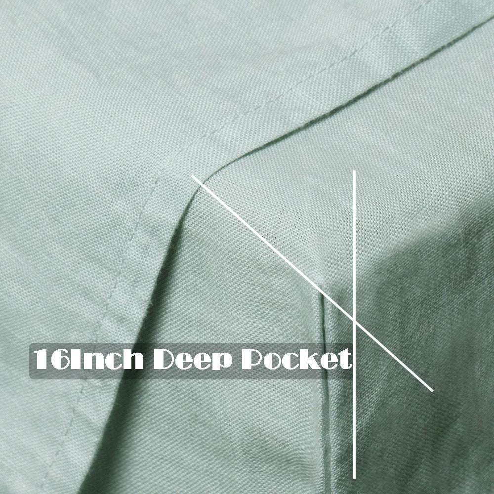 Light Green 100% Organic Linen Sheets Set - Victory Symbol