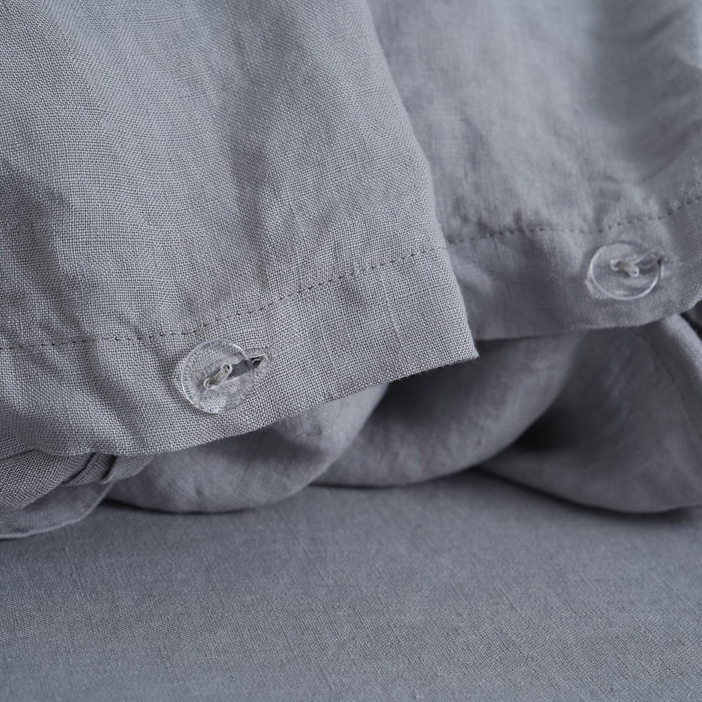 Light Grey 100% Organic Linen Duvet Cover Set - Victory Symbol