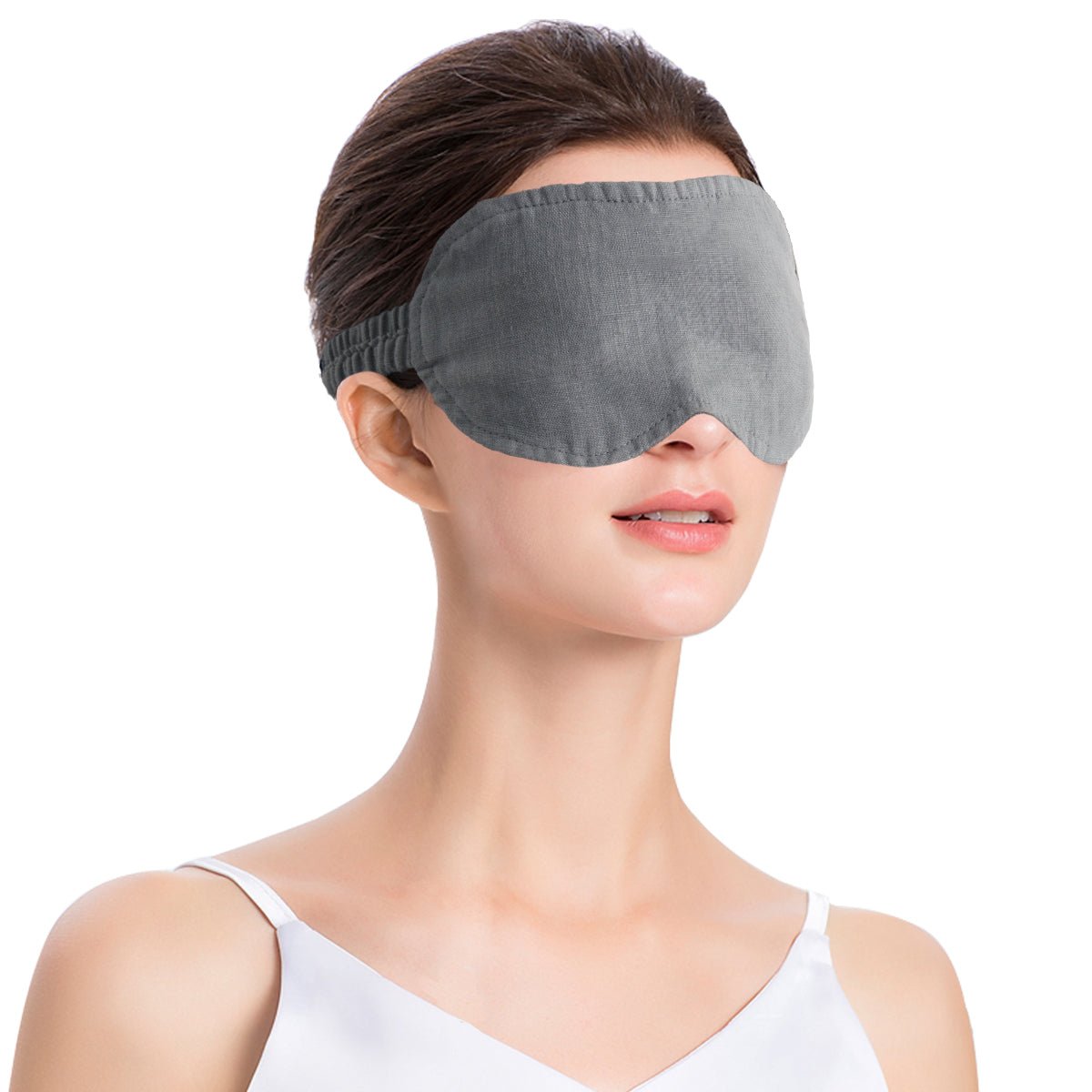 Light Grey 100% Organic Linen Eye Mask - Victory Symbol