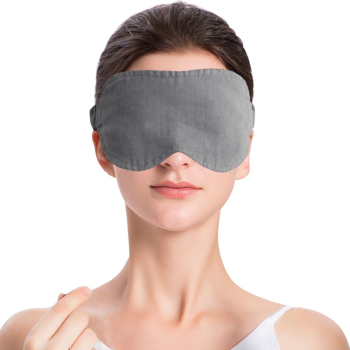 Light Grey 100% Organic Linen Eye Mask - Victory Symbol