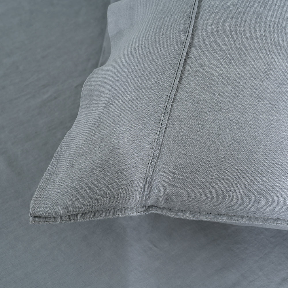 Light Grey 100% Organic Linen Pillowcases - Victory Symbol