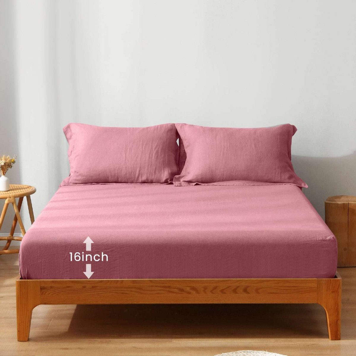 Light Plum 100% Organic Linen Sheets Set - Victory Symbol