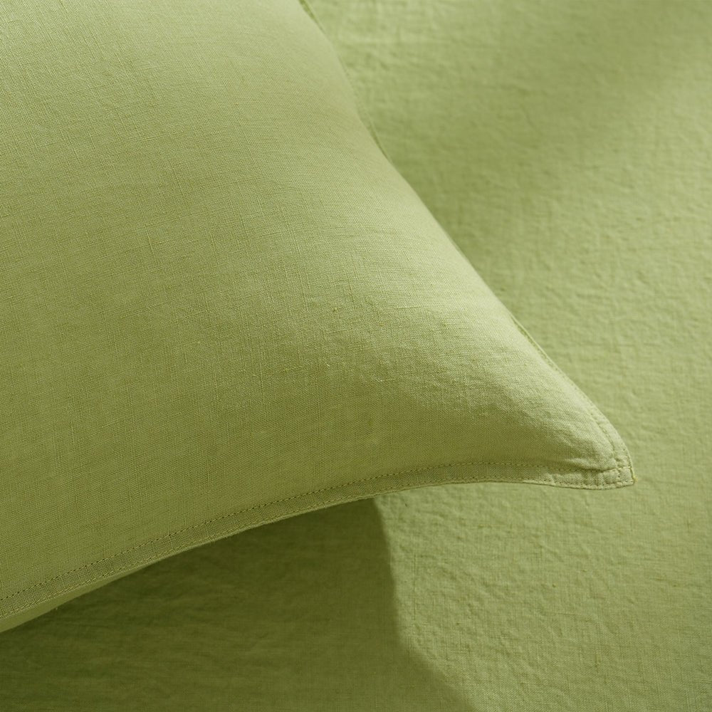 Lime Green 100% Organic Linen Pillowcases - Victory Symbol