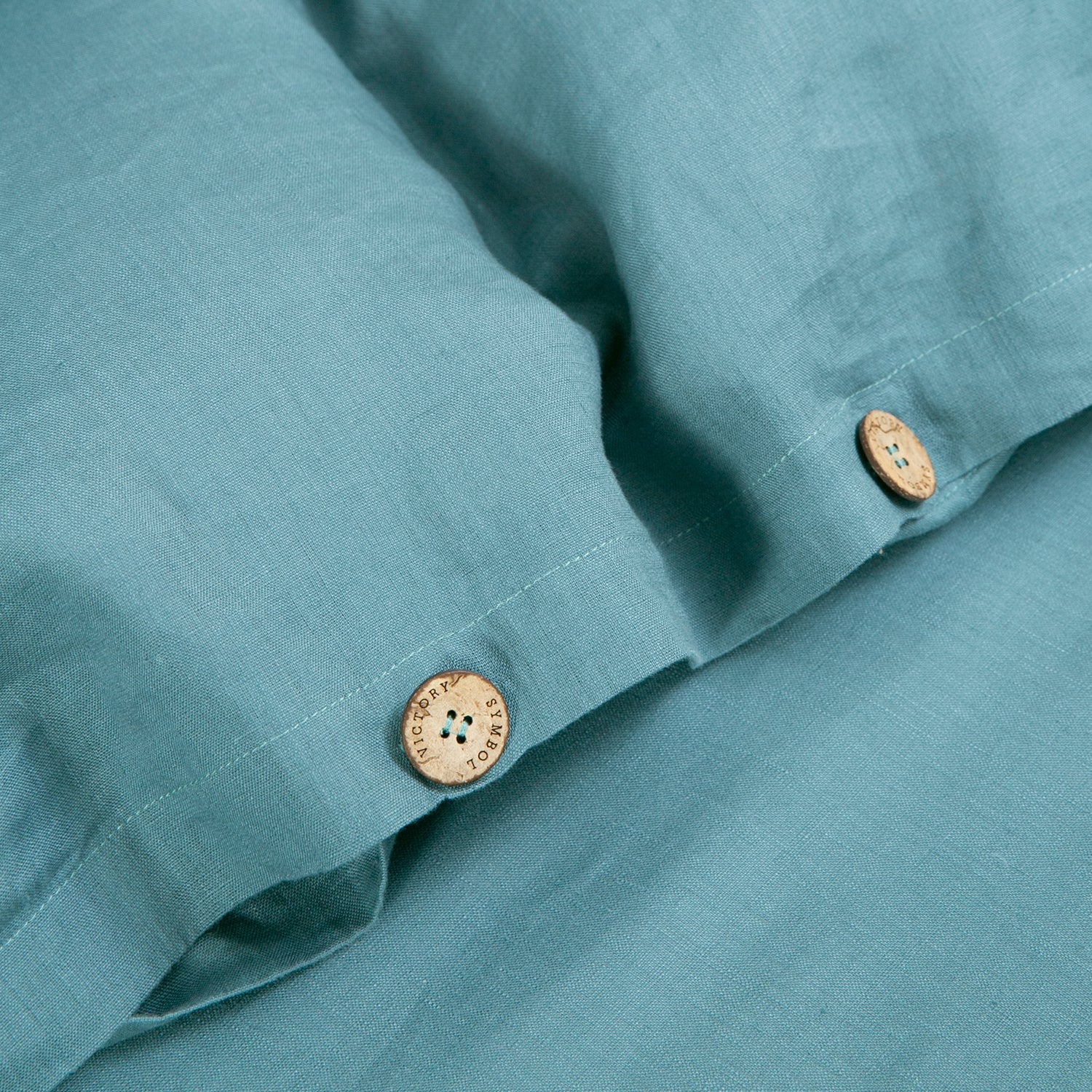 Mineral Blue 100% Organic Linen Duvet Cover Set - Victory Symbol