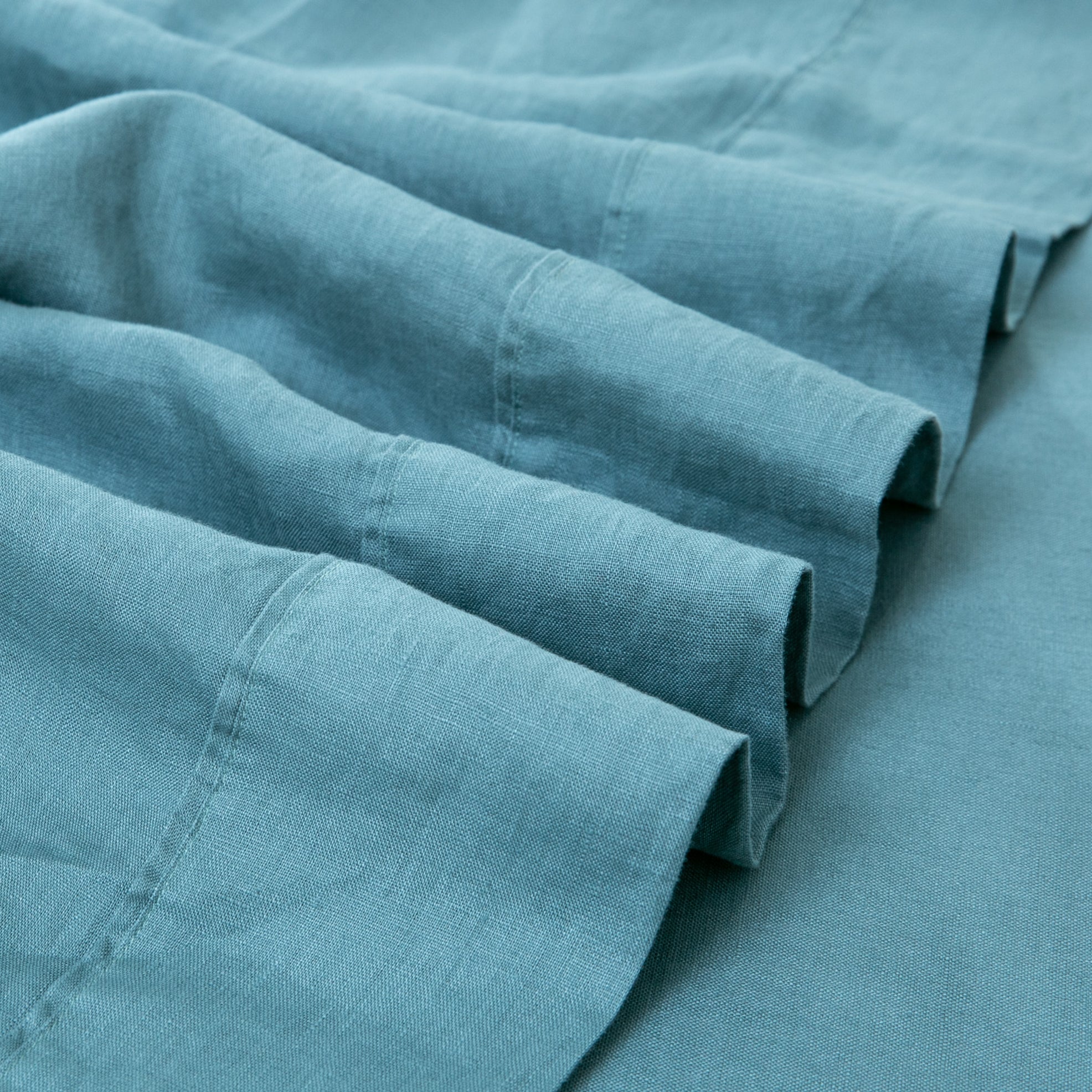 Mineral Blue 100% Organic Linen Flat Sheet - Victory Symbol