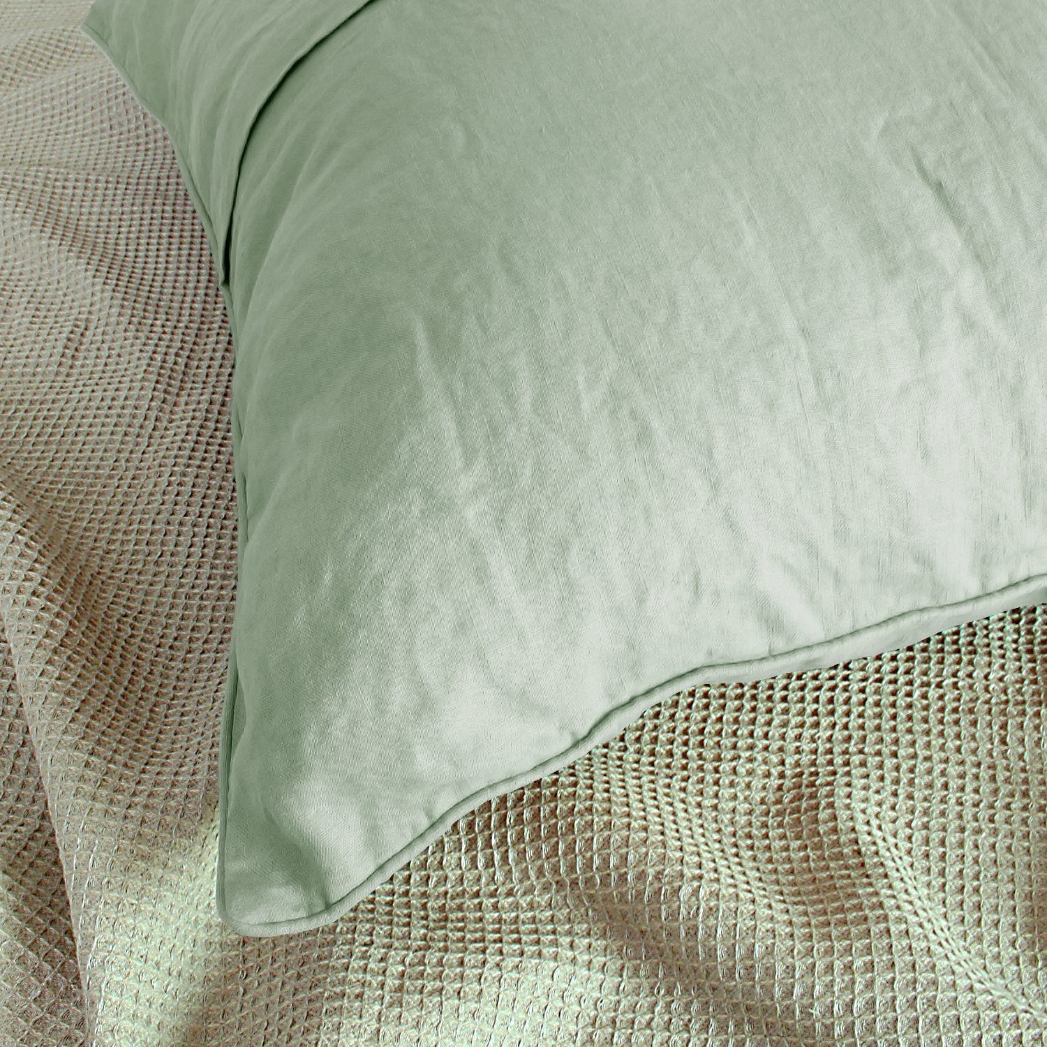 Mint Green 100% Organic Linen Euro Pillowcases - Victory Symbol