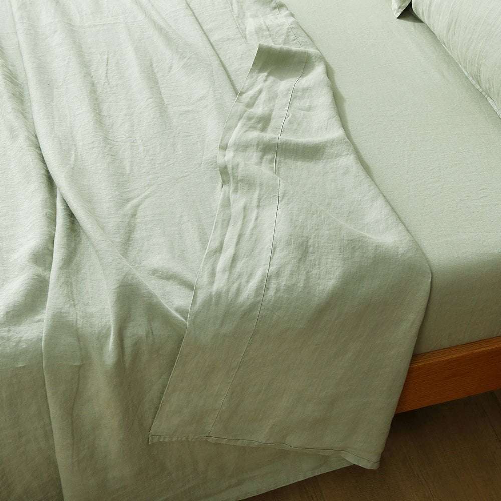 Mint Green 100% Organic Linen Sheets Set - Victory Symbol