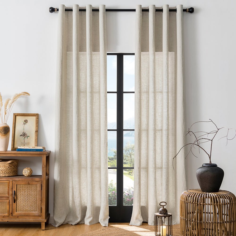 Natural Linen 100% Organic Linen Curtain for Bedroom Living Room - Victory Symbol