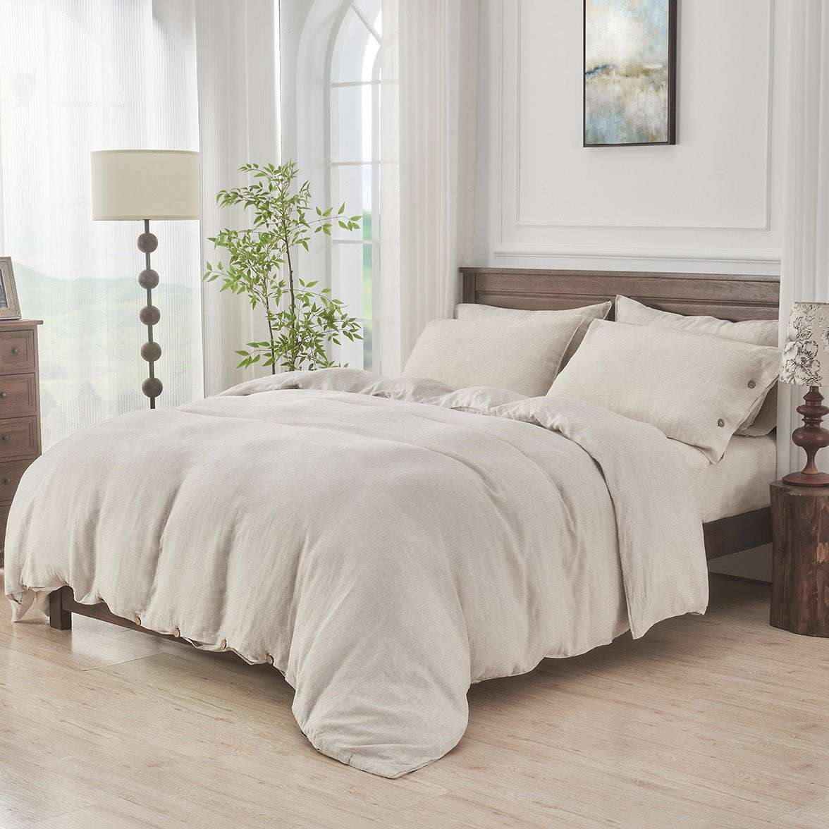 Natural Linen 100% Organic Linen Duvet Cover Set - Victory Symbol