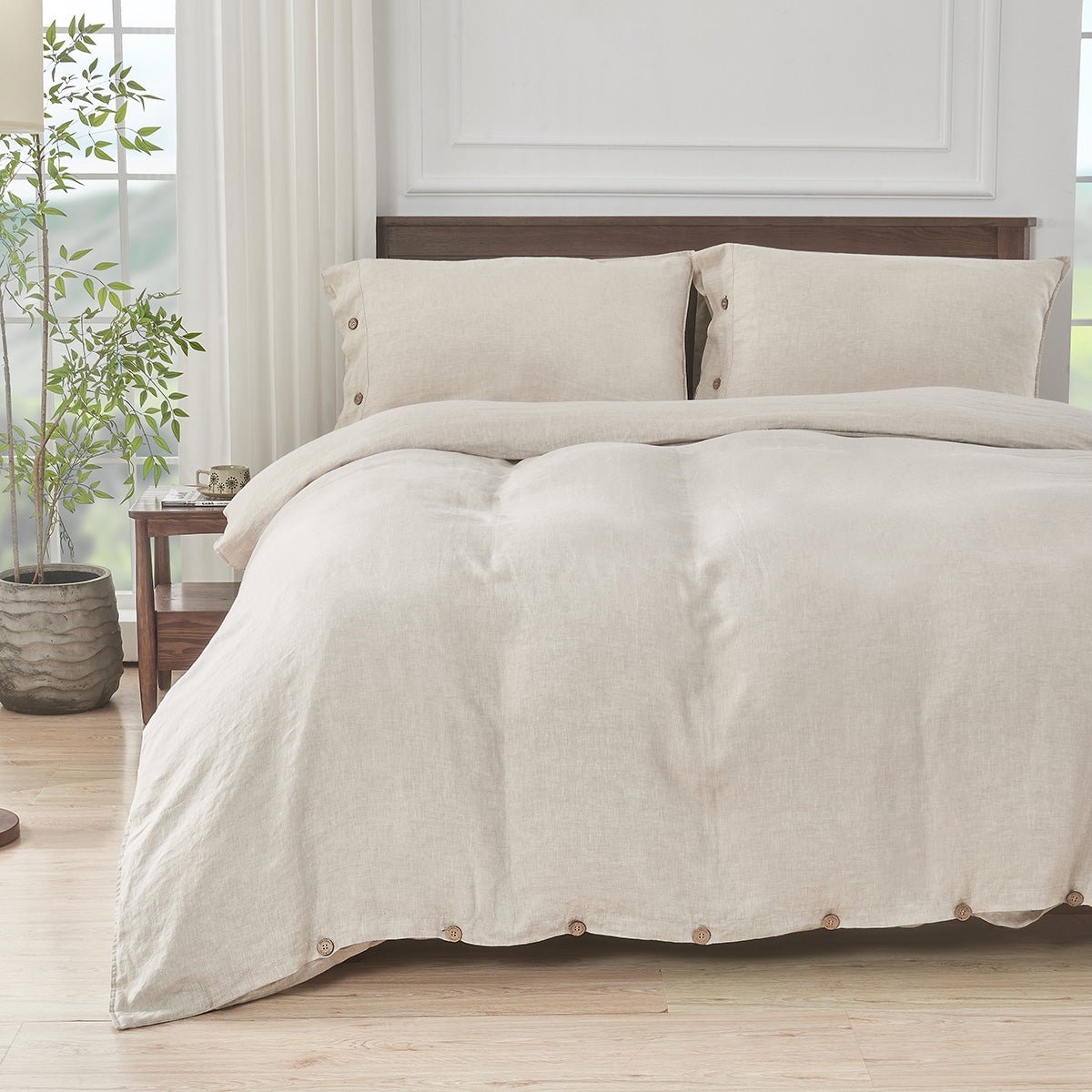 Natural Linen 100% Organic Linen Duvet Cover Set - Victory Symbol