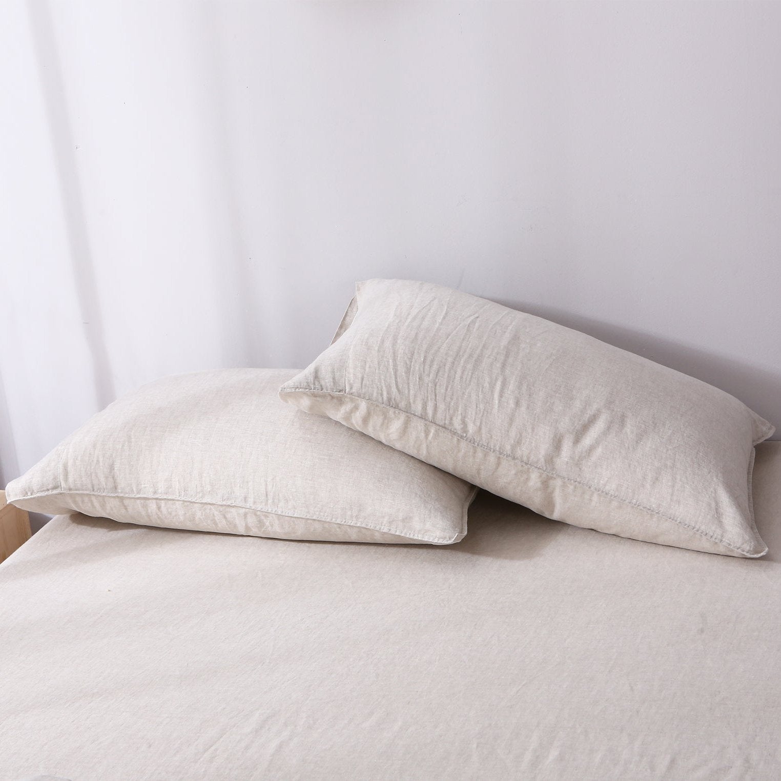 Natural Linen 100% Organic Linen Pillowcases - Victory Symbol