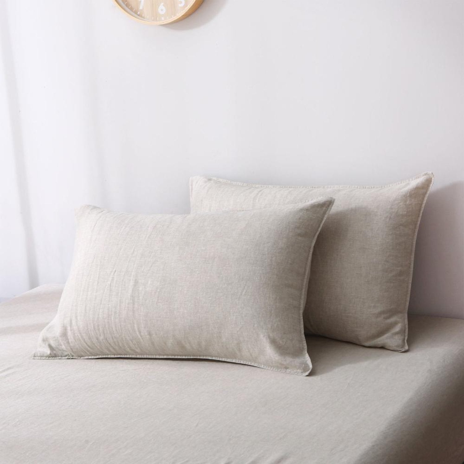 Natural Linen 100% Organic Linen Pillowcases - Victory Symbol