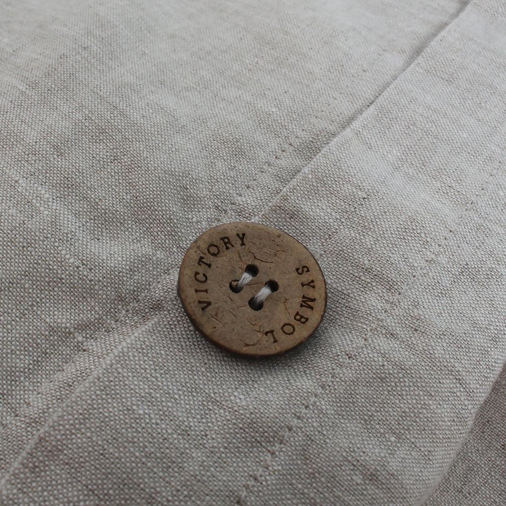 Natural Linen 100% Organic Linen Pillowcases With Coconut Button Closure - Victory Symbol