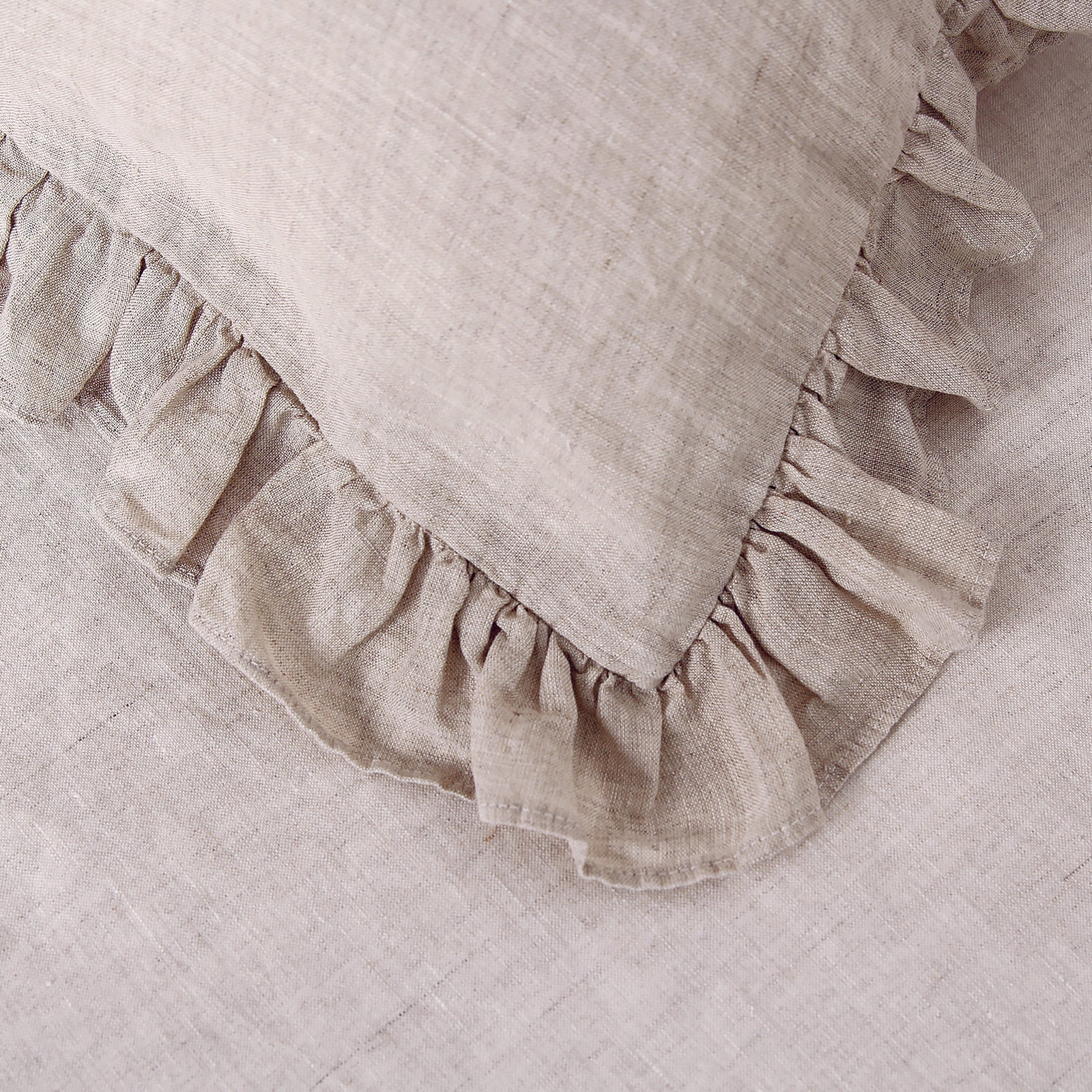 Natural Linen 100% Organic Linen Pillowcases with Ruffles - Victory Symbol